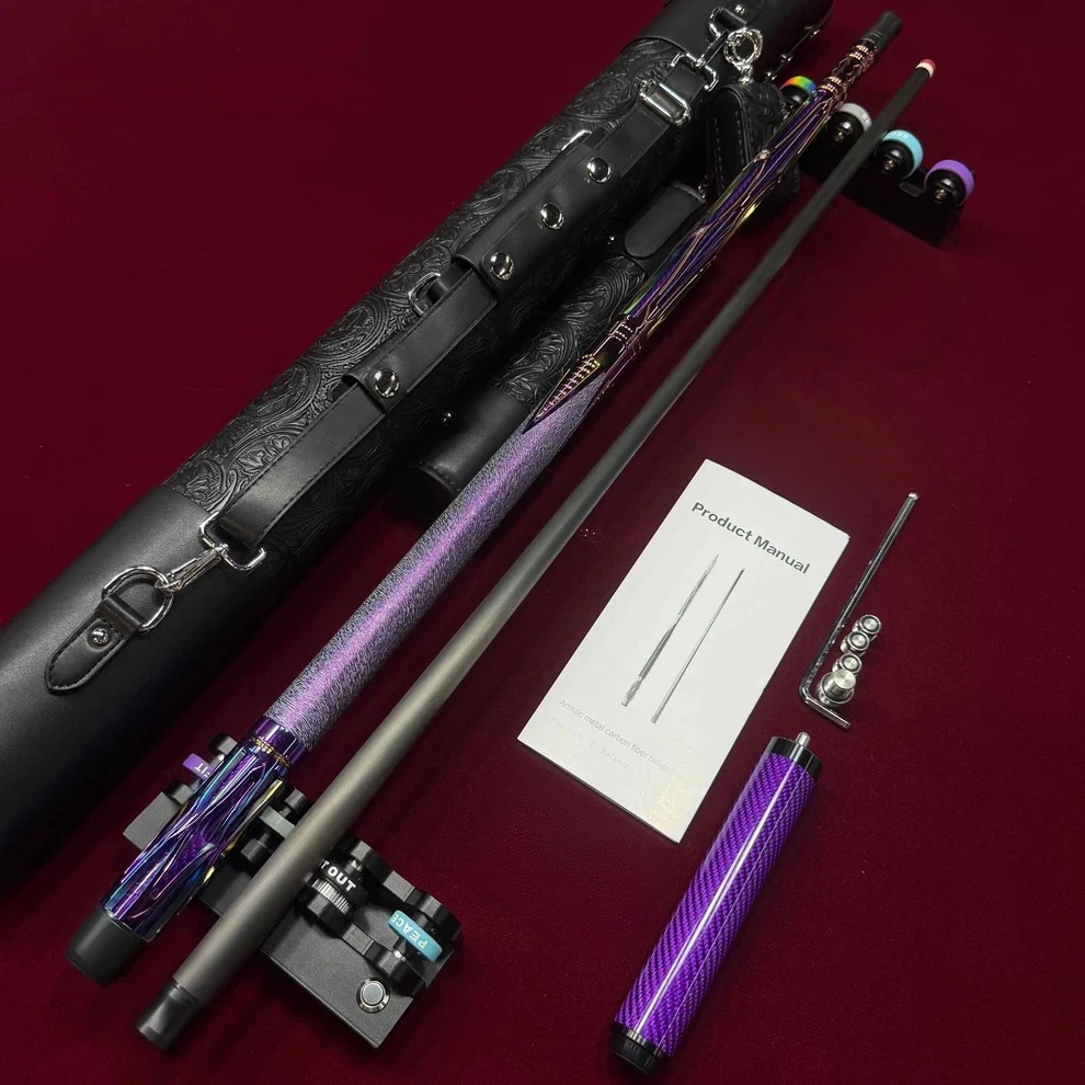 Pro-Grade Carbon Fiber Pool Cue with Case – Adjustable Weight, 3 Tip Sizes (10.5/11.8/12.5mm)