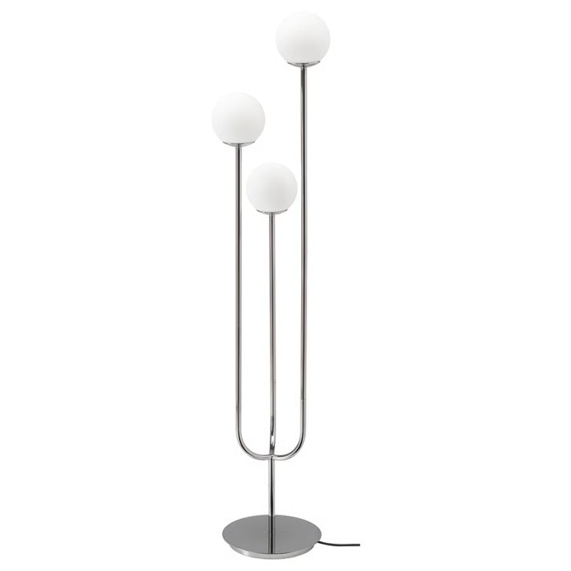 Contemporary Chrome Plated Floor Lamp with Opal Glass Shade