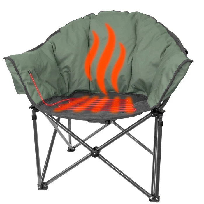FQXCYW Heated Outdoor Lounge Chair – Premium Oversized Camping Chair with Built-In Heating & Portable Power