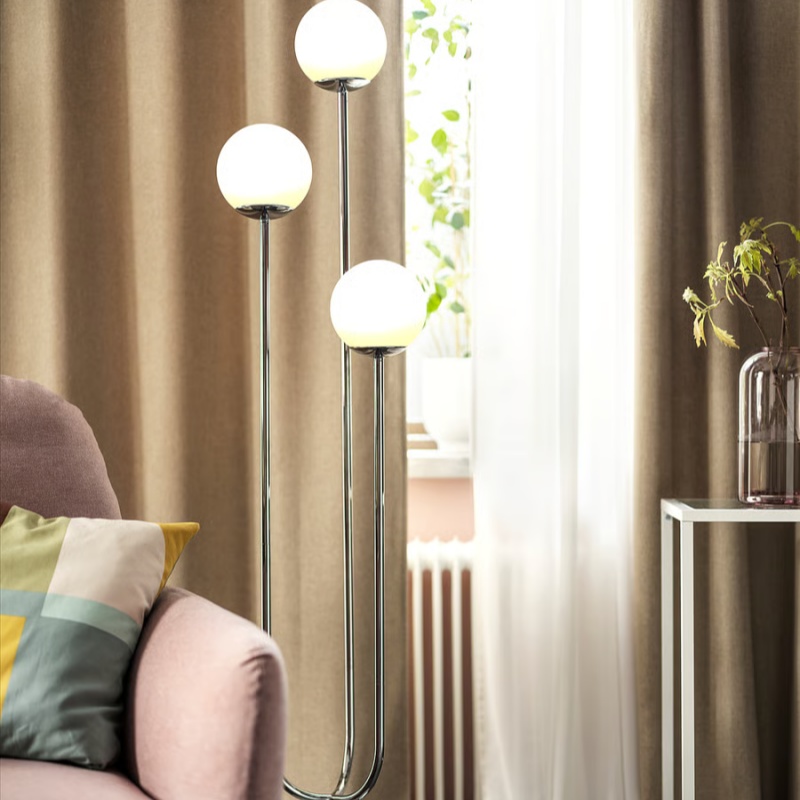 Contemporary Chrome Plated Floor Lamp with Opal Glass Shade