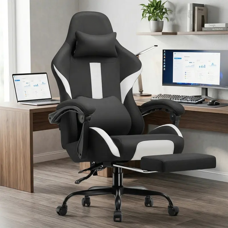 Next-Gen Ergonomic Gaming Chair – Cloud Comfort Seat, Adjustable Footrest & Heavy-Duty Support