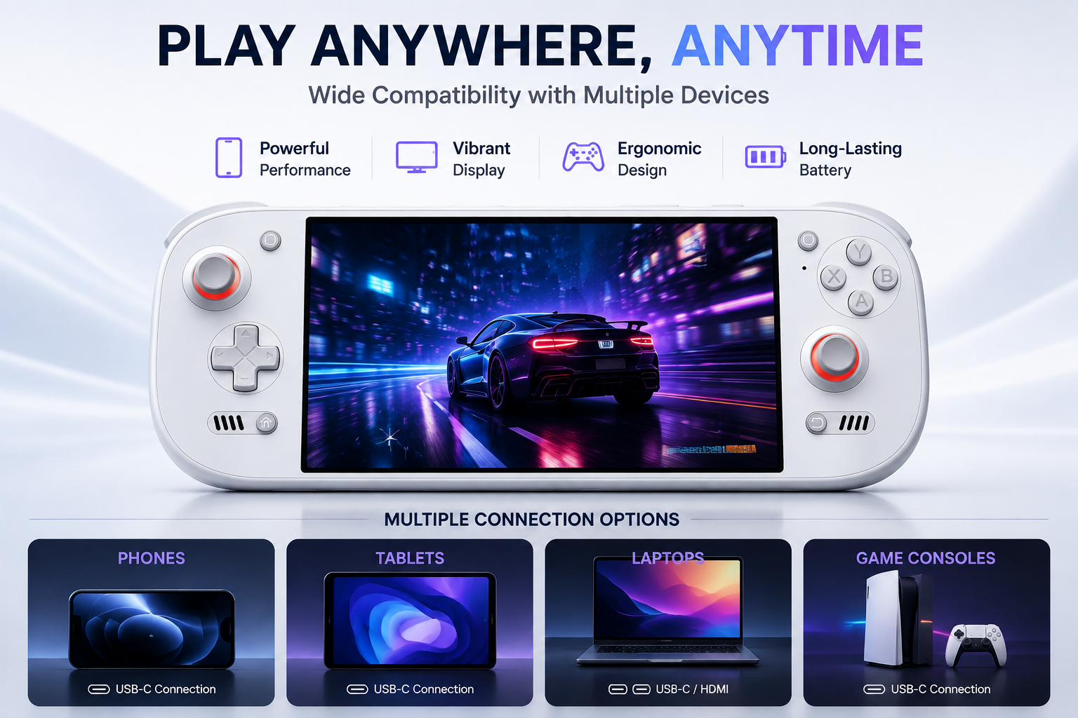 Portable Handheld Gaming Console, Qualcomm Snapdragon 8 Gen 2 Processor,120Hz High Refresh Rate OLED Display,Android 13 OS, High Performance Game Player