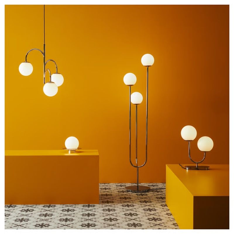 Contemporary Chrome Plated Floor Lamp with Opal Glass Shade