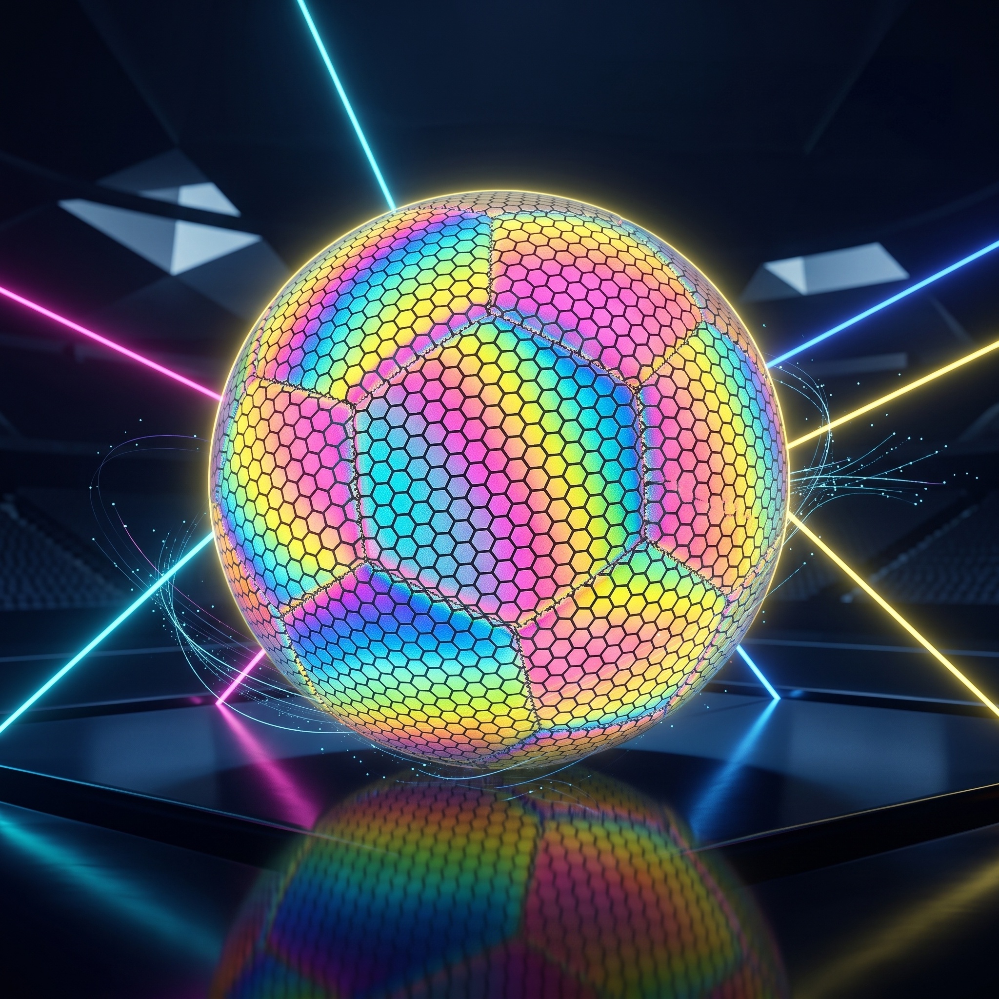 Reflective Holographic Soccer Ball Size 5 - Luminous PU Leather for Flash Photos & Videos (Pump Included)