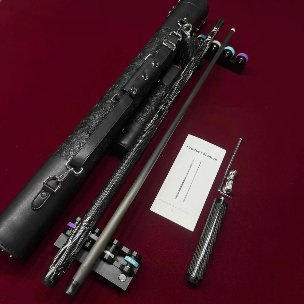 Pro-Grade Carbon Fiber Pool Cue with Case – Adjustable Weight, 3 Tip Sizes (10.5/11.8/12.5mm)