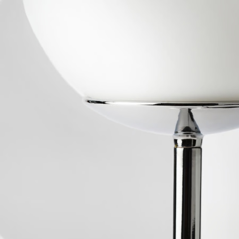 Contemporary Chrome Plated Floor Lamp with Opal Glass Shade