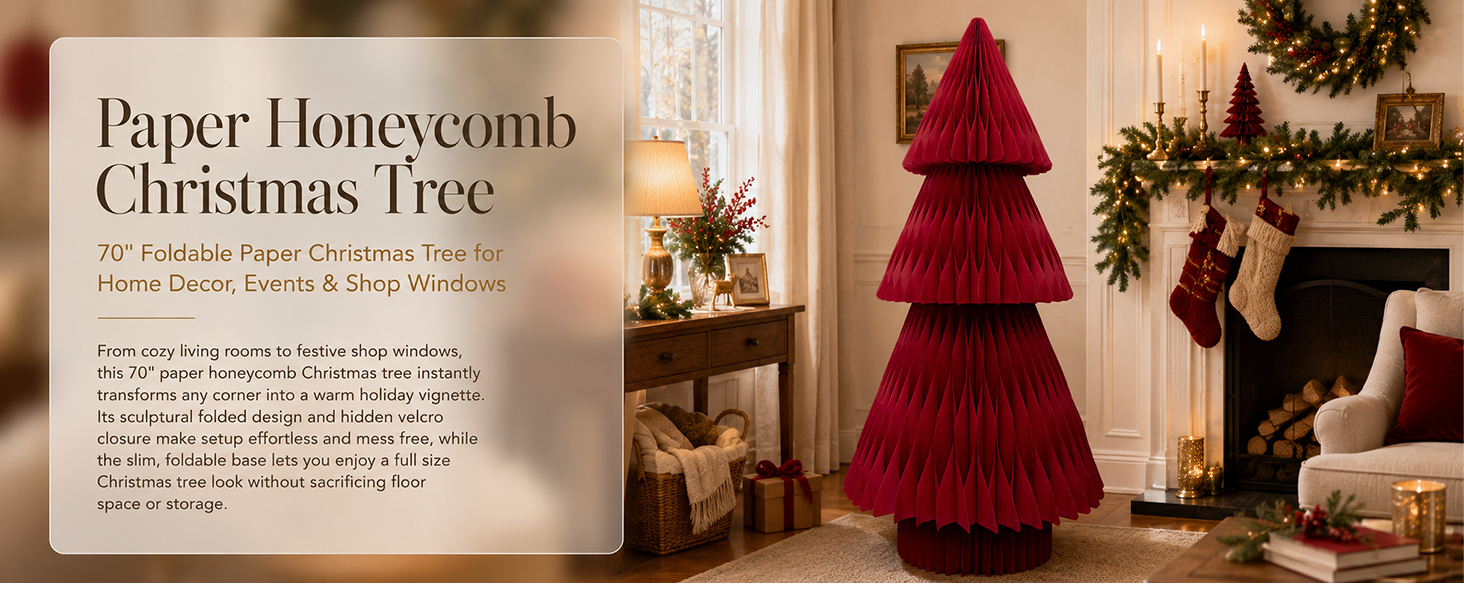 Red honeycomb paper Christmas tree