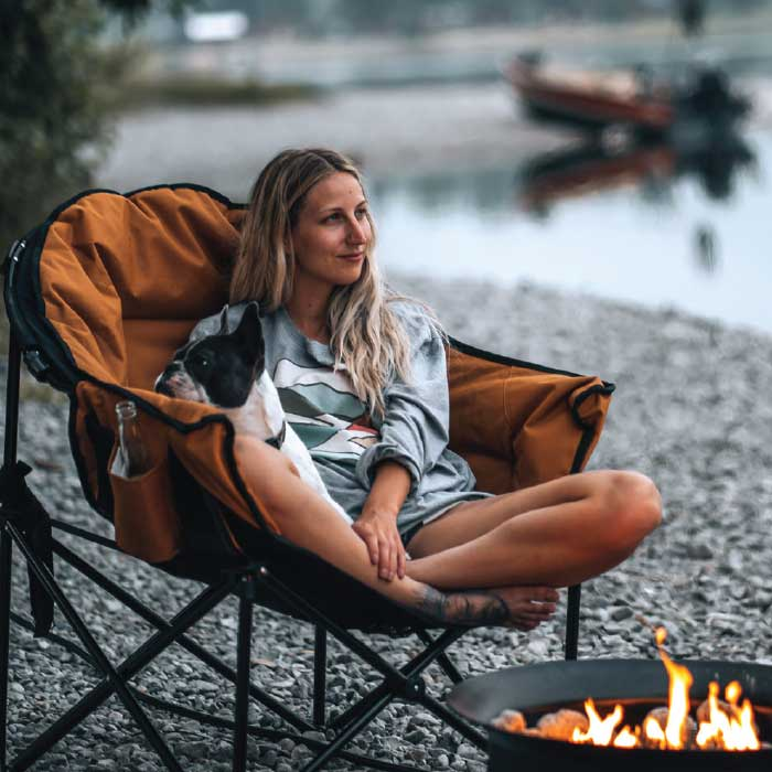 FQXCYW Heated Outdoor Lounge Chair – Premium Oversized Camping Chair with Built-In Heating & Portable Power