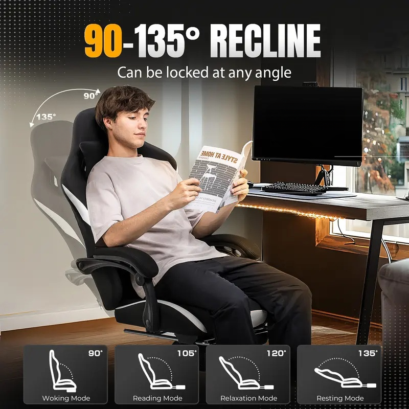 Next-Gen Ergonomic Gaming Chair – Cloud Comfort Seat, Adjustable Footrest & Heavy-Duty Support