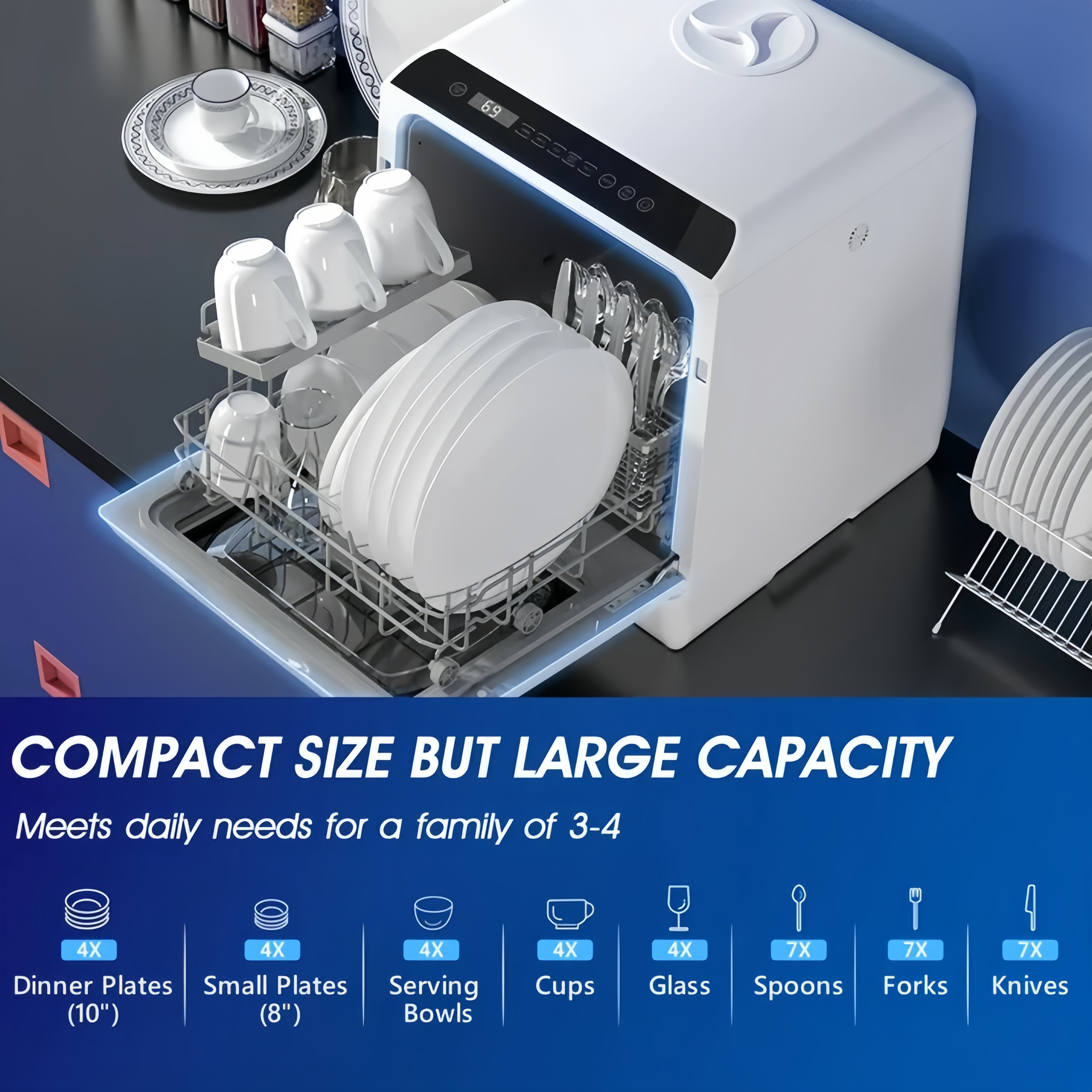 Mini Dishwasher That Fits Anywhere – Portable Countertop Dish Washer for Small Kitchens