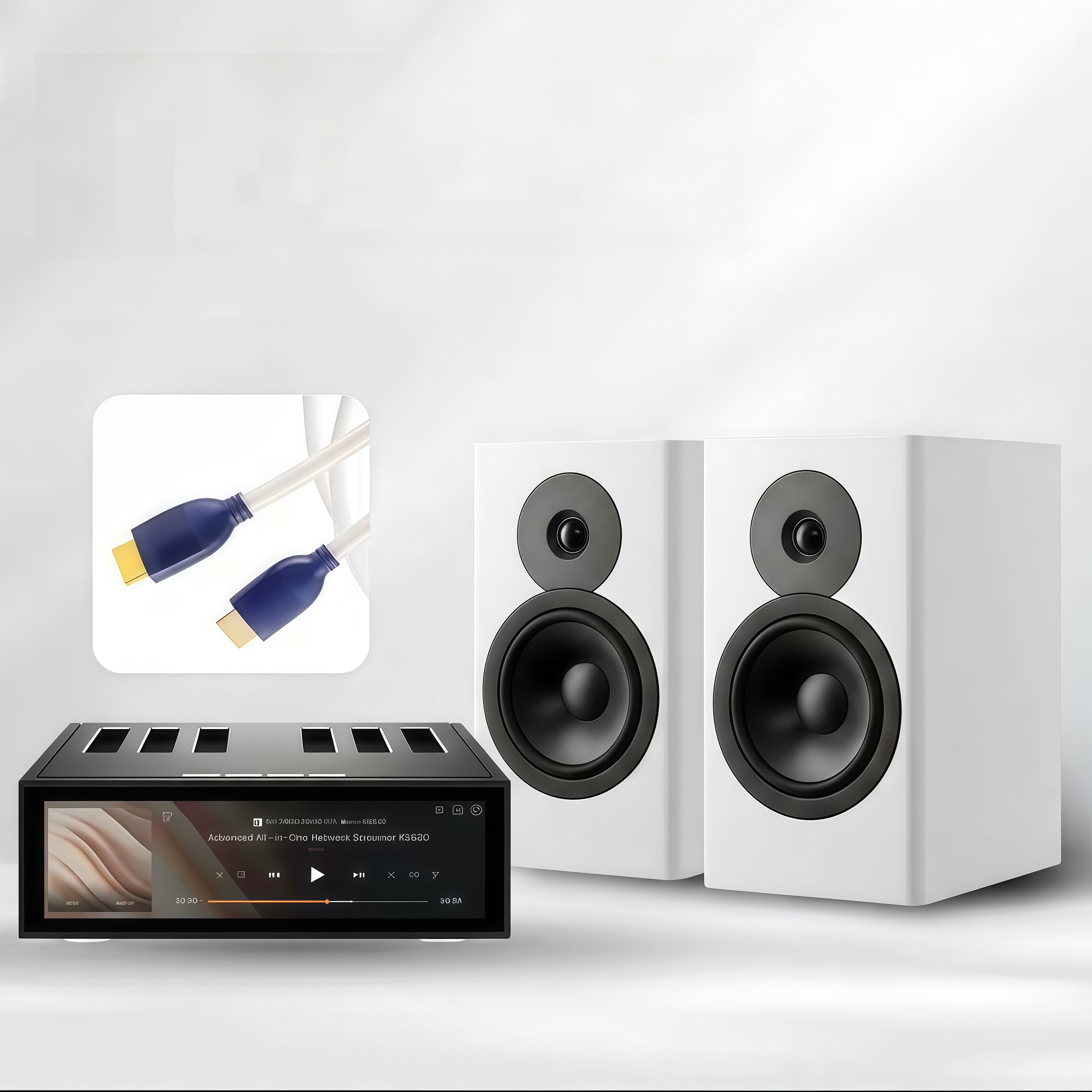 Premium All-in-One Hi-Fi System：4K Streaming Amp & Audiophile Bookshelf Speakers