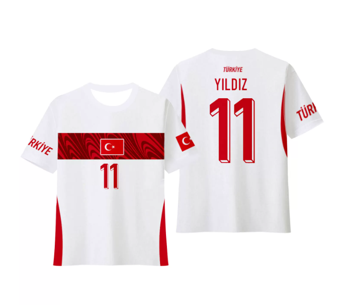 Turkey Kenan Y ld z 11 Red Wave Away Jersey Men 2026 World Cup Jersey