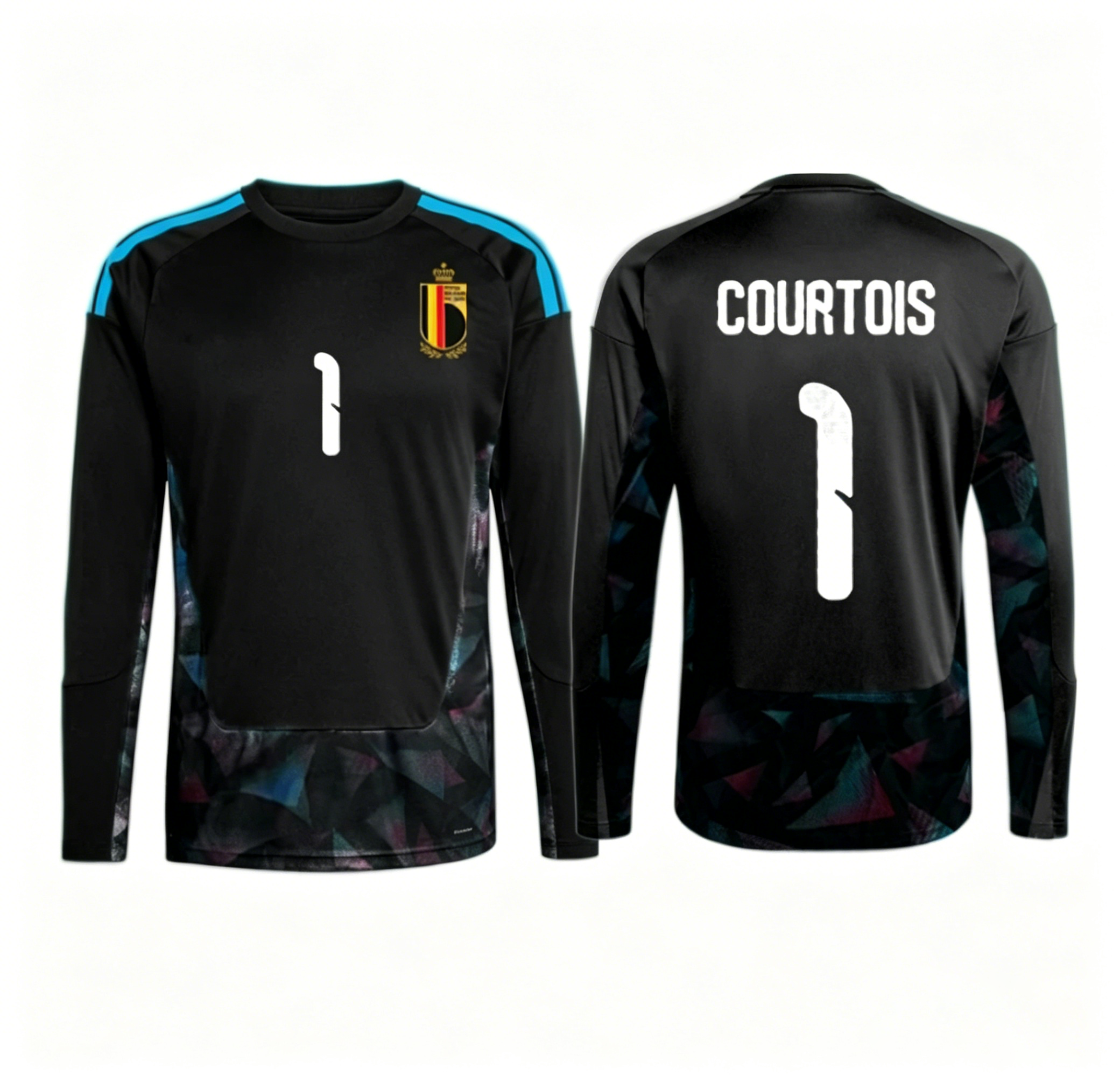 Belgium Thibaut Courtois 1 Black Long Sleeve Home Goalkeeper Jersey Women 2026 World Cup Jersey