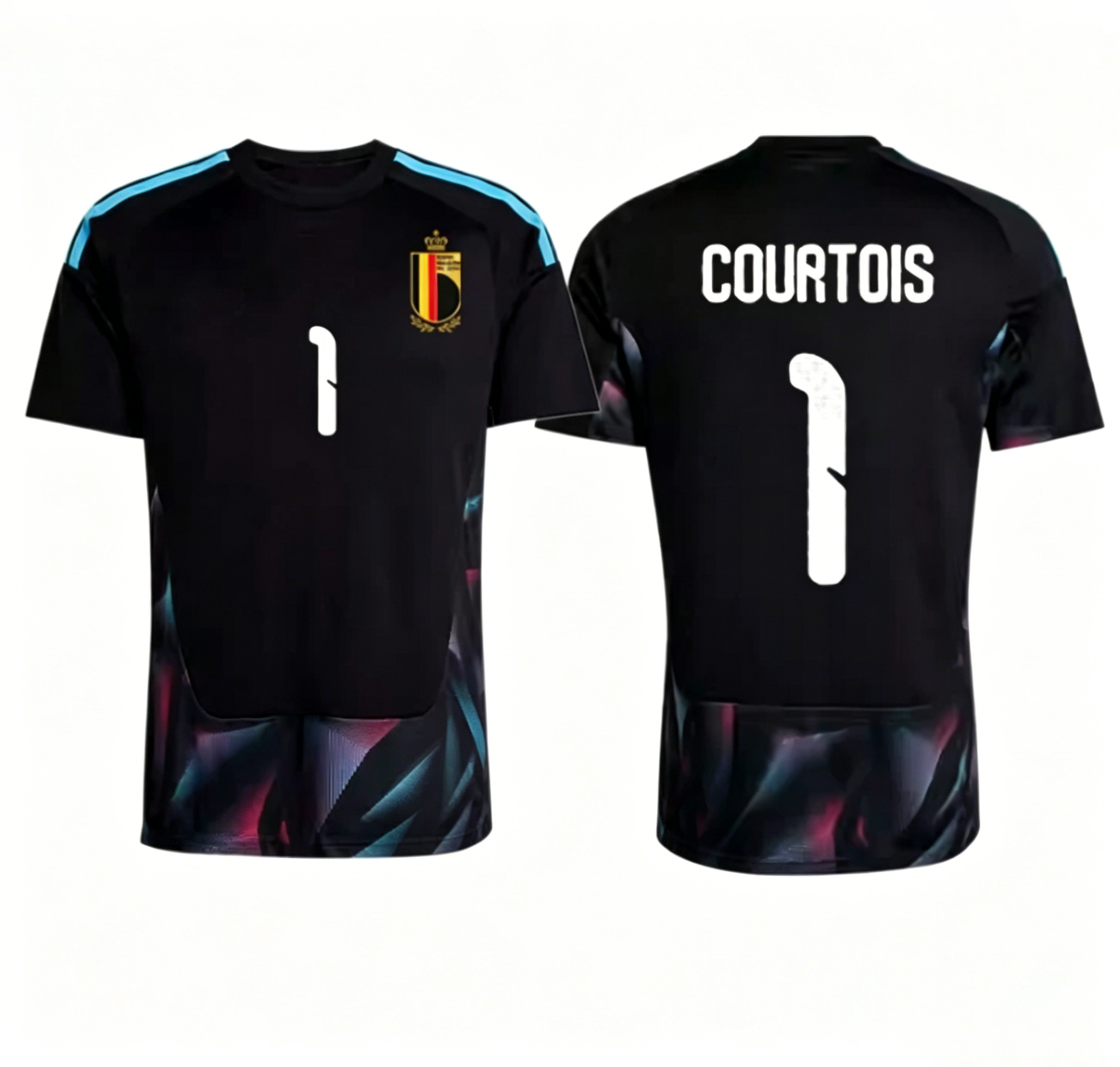 Belgium Thibaut Courtois 1 Black Short Sleeve Home Goalkeeper Jersey Women 2026 World Cup Jersey