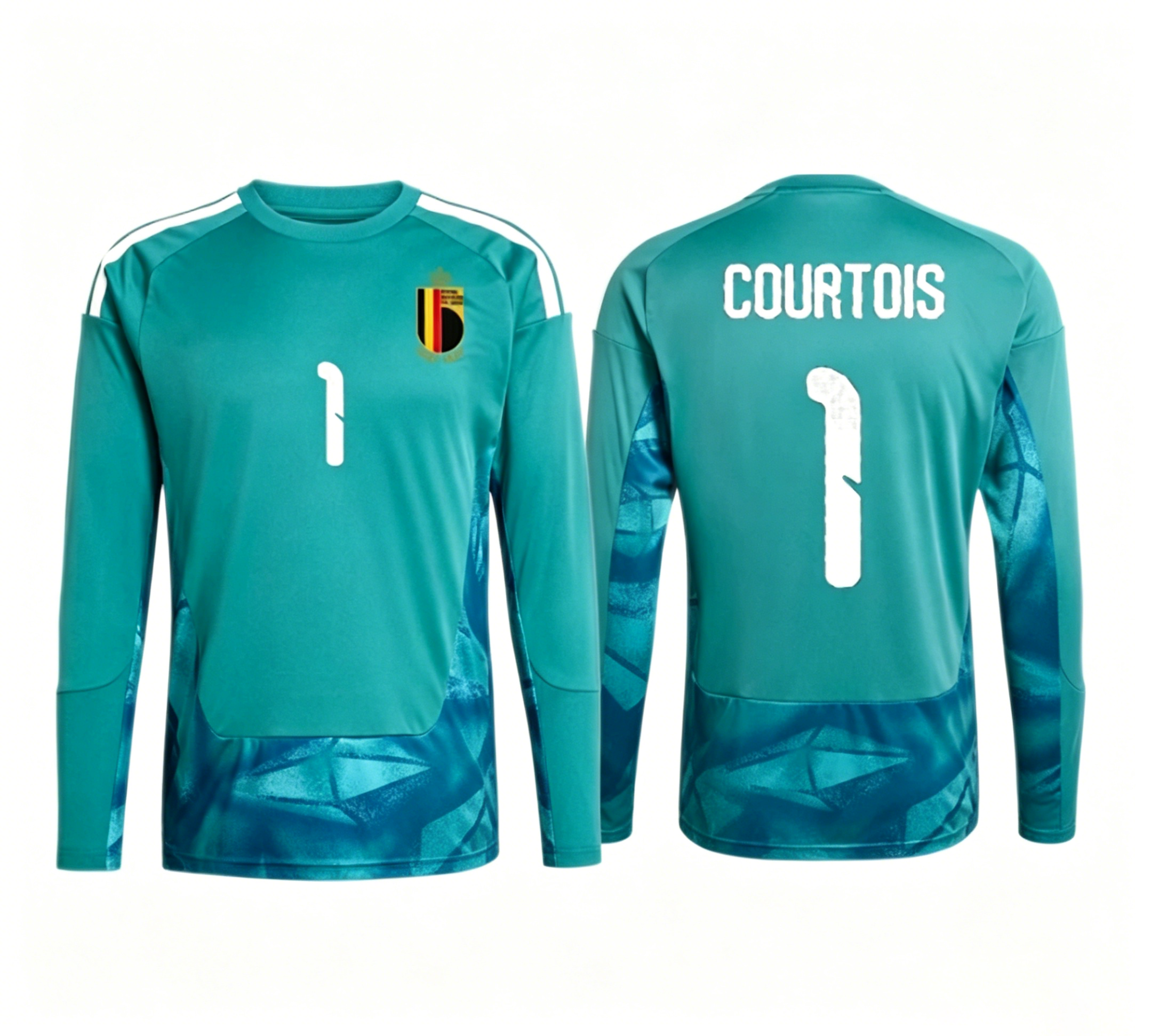 Belgium Thibaut Courtois 1 Blue Long Sleeve Away Goalkeeper Jersey Women 2026 World Cup Jersey