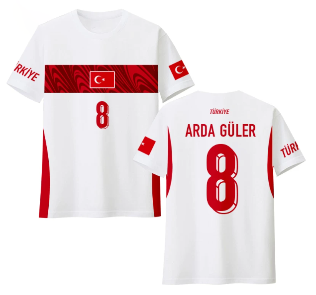 Turkey Arda Güler 8 Red Wave Away Jersey Women 2026 World Cup Jersey