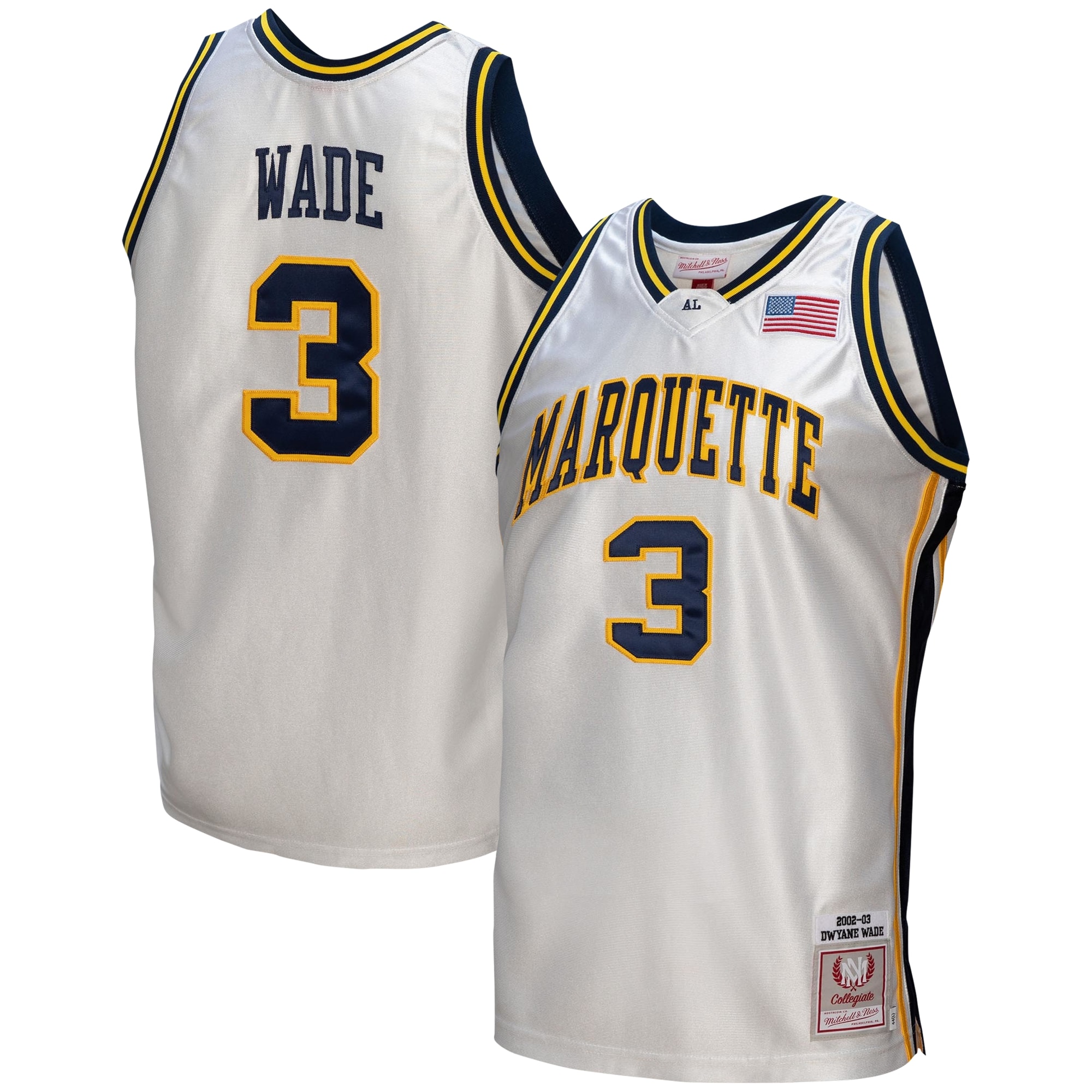 Dwyane Wade Marquette Golden Eagles Jersey 2002/03 - White | FanWearStyle
