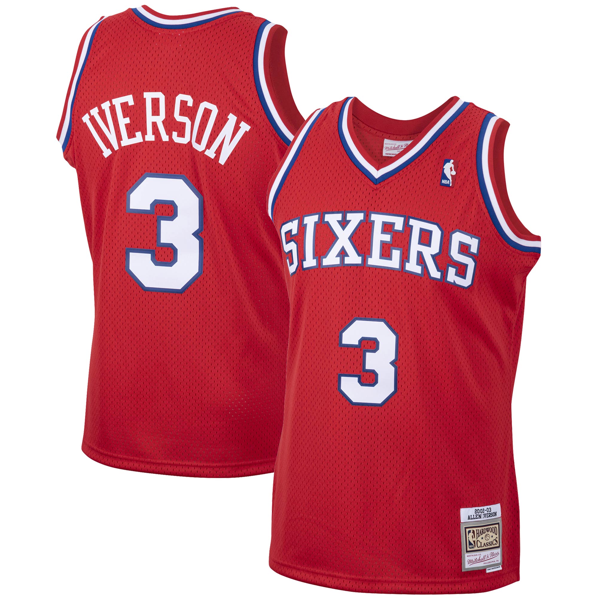 Allen Iverson Philadelphia 76ers NBA Jersey 2002/03 - Red | FanWearStyle