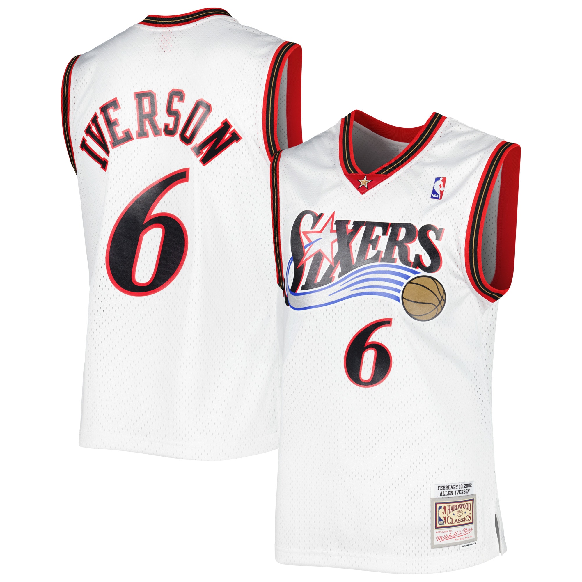 Youth Allen Iverson Philadelphia 76ers 2002/03 Hardwood Classics Swingman Jersey - White | FanWearStyle