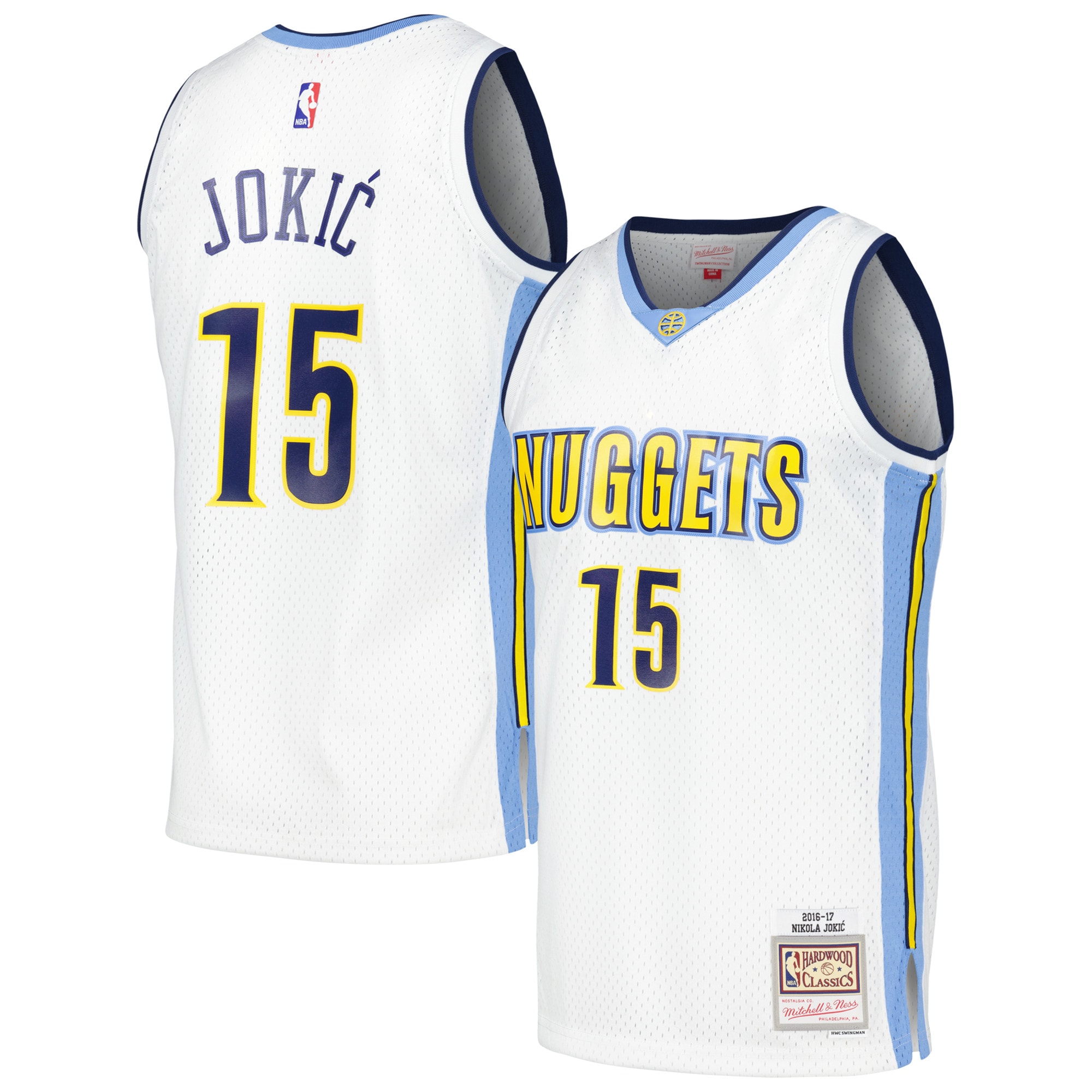 Youth Nikola Jokic #15 Denver Nuggets 2016/17 Throwback Swingman Jersey - White | FanWearStyle