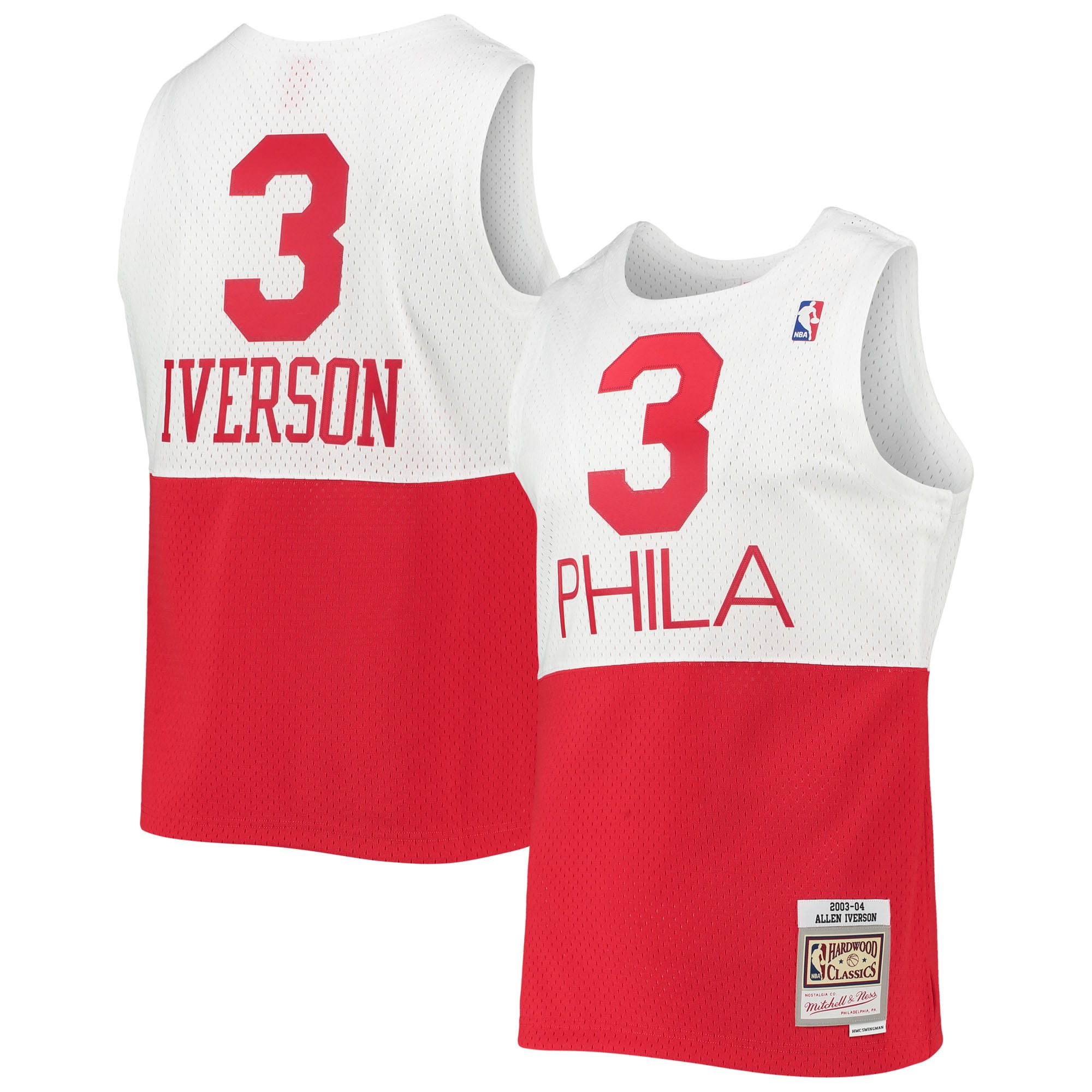 Youth Allen Iverson Philadelphia 76ers 2003/2004 Hardwood Classics Swingman Jersey - White | FanWearStyle