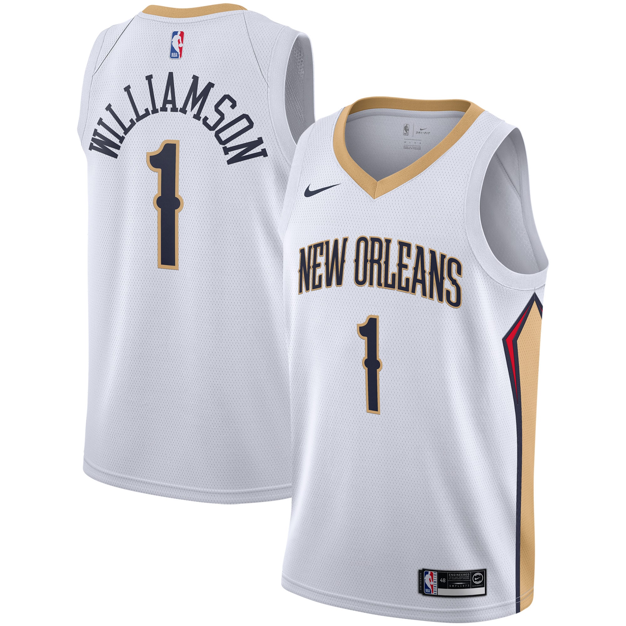 Zion Williamson #1 New Orleans Pelicans NBA Jersey - White | FanWearStyle