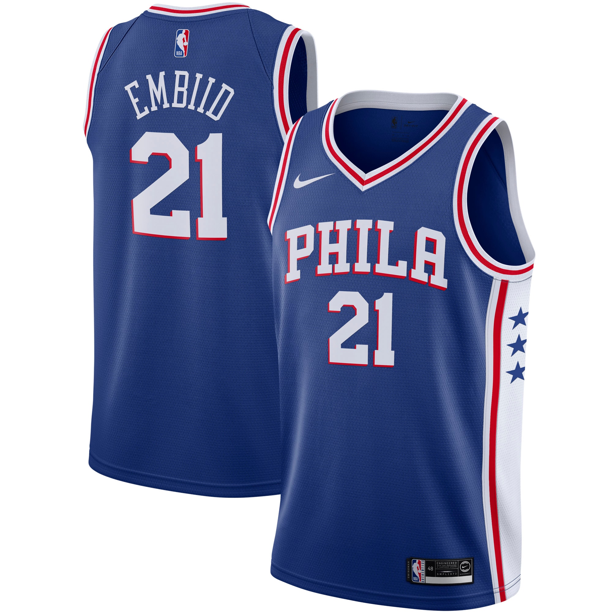 Youth Joel Embiid #21 Philadelphia 76ers 2019/2020 Swingman Jersey - Icon Edition - Royal | FanWearStyle
