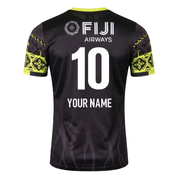 2026/27 Fiji Rugby Pre Shirt Name) Kit (Black/Lime) (Your