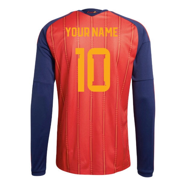 2026/27 Spain Long Sleeve Shirt Name) Home Uniform (Your