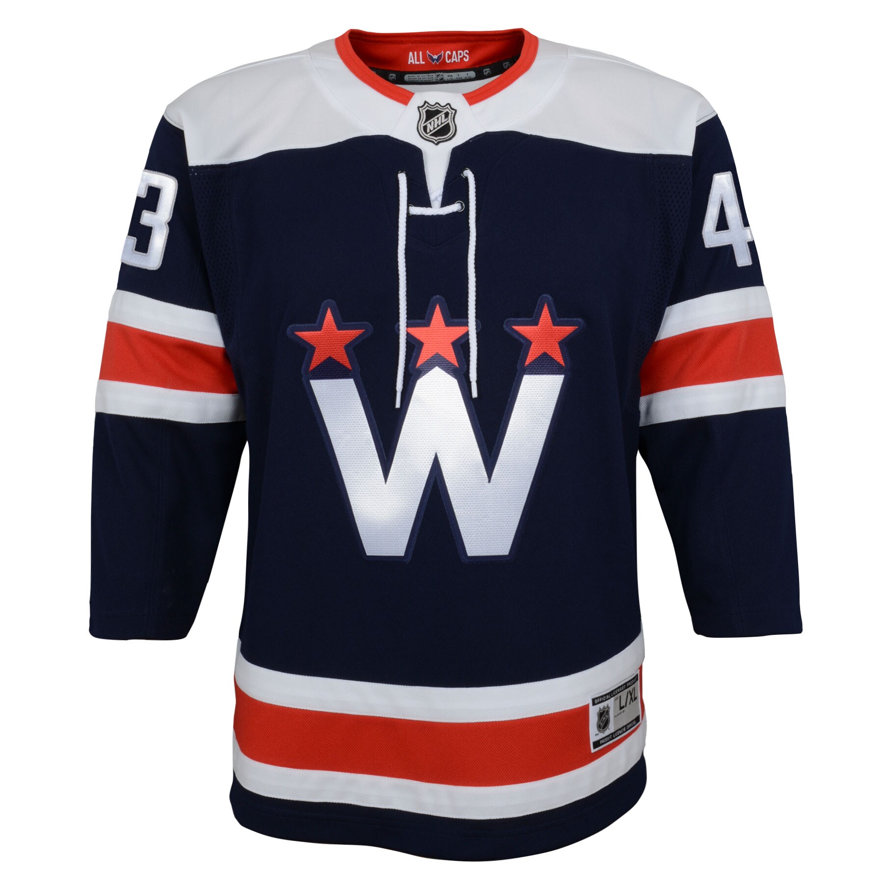 Tom Wilson Washington Capitals Youth 2020/21 Alternate Premier Player Jersey - Navy - angle 2