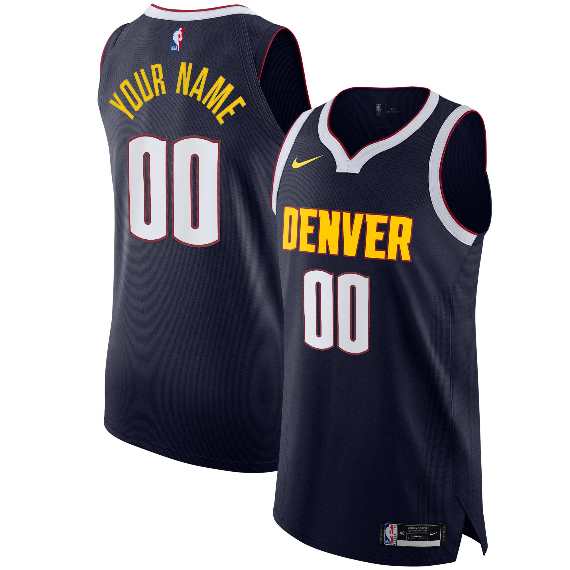 Youth Denver Nuggets 2020/21 Authentic Custom Jersey Navy - Icon Edition | FanWearStyle