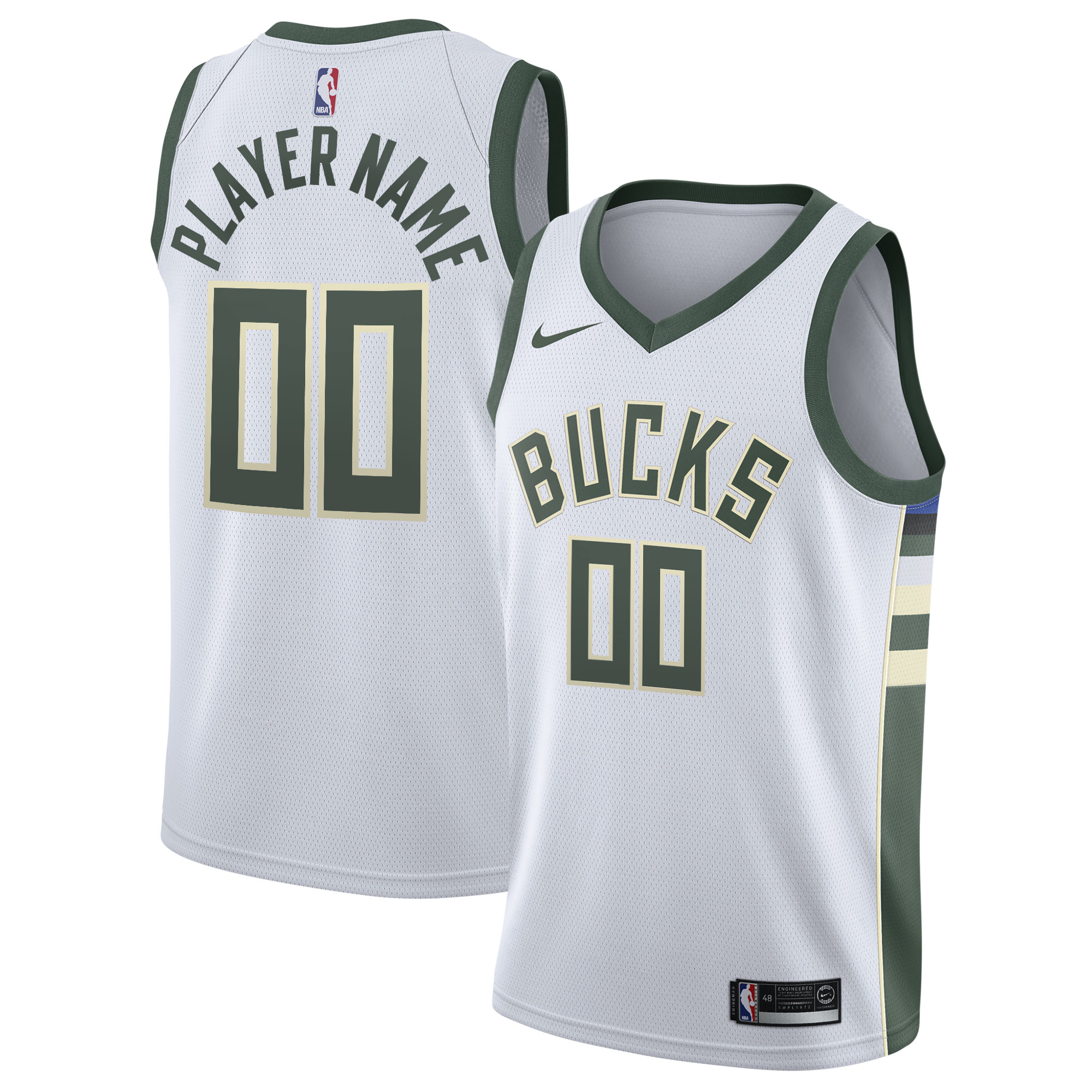 Milwaukee Bucks 2020/21 Swingman Custom Jersey - Association Edition - White - angle 2