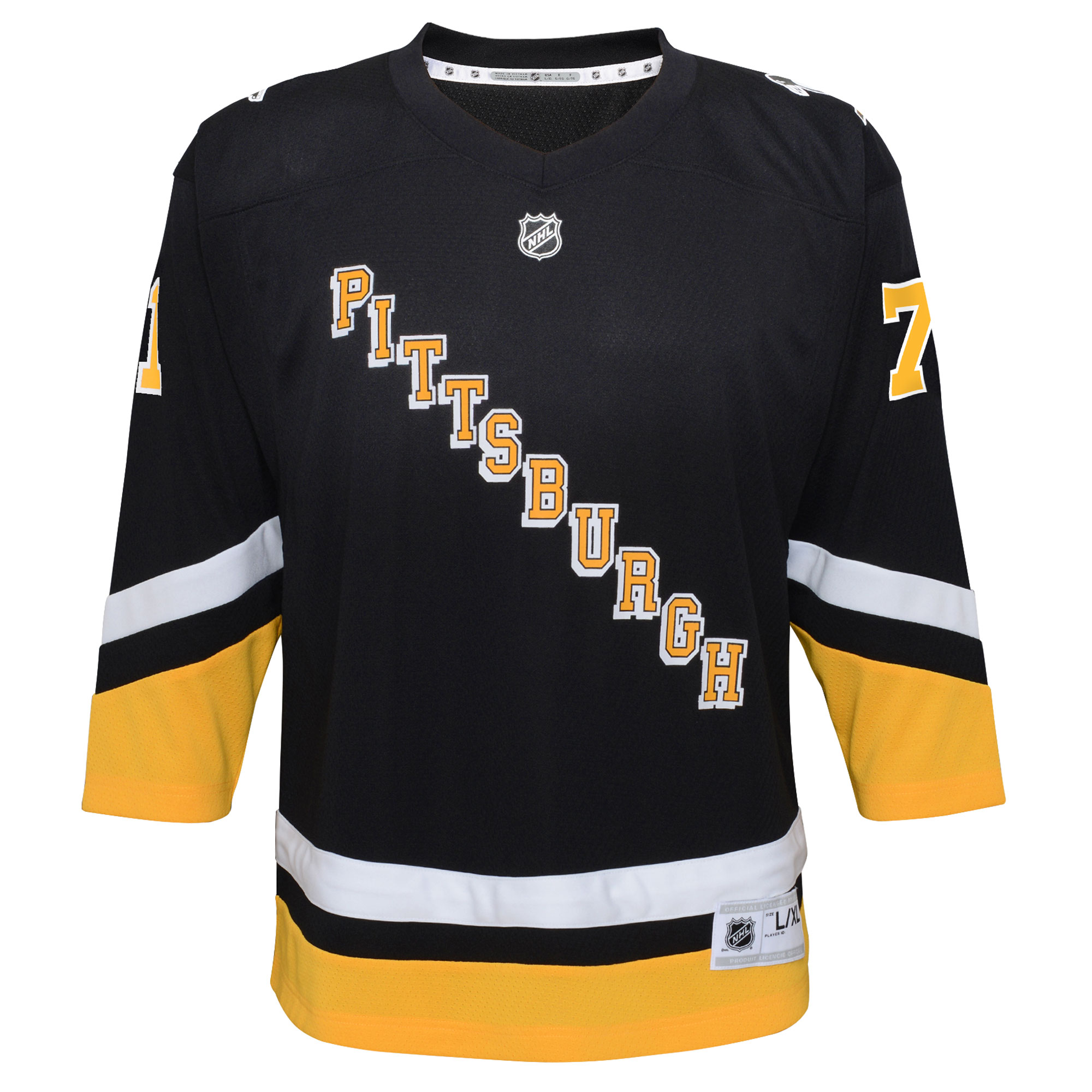Evgeni Malkin Pittsburgh Penguins Youth 2021/22 Alternate Replica Player Jersey - Black - angle 2