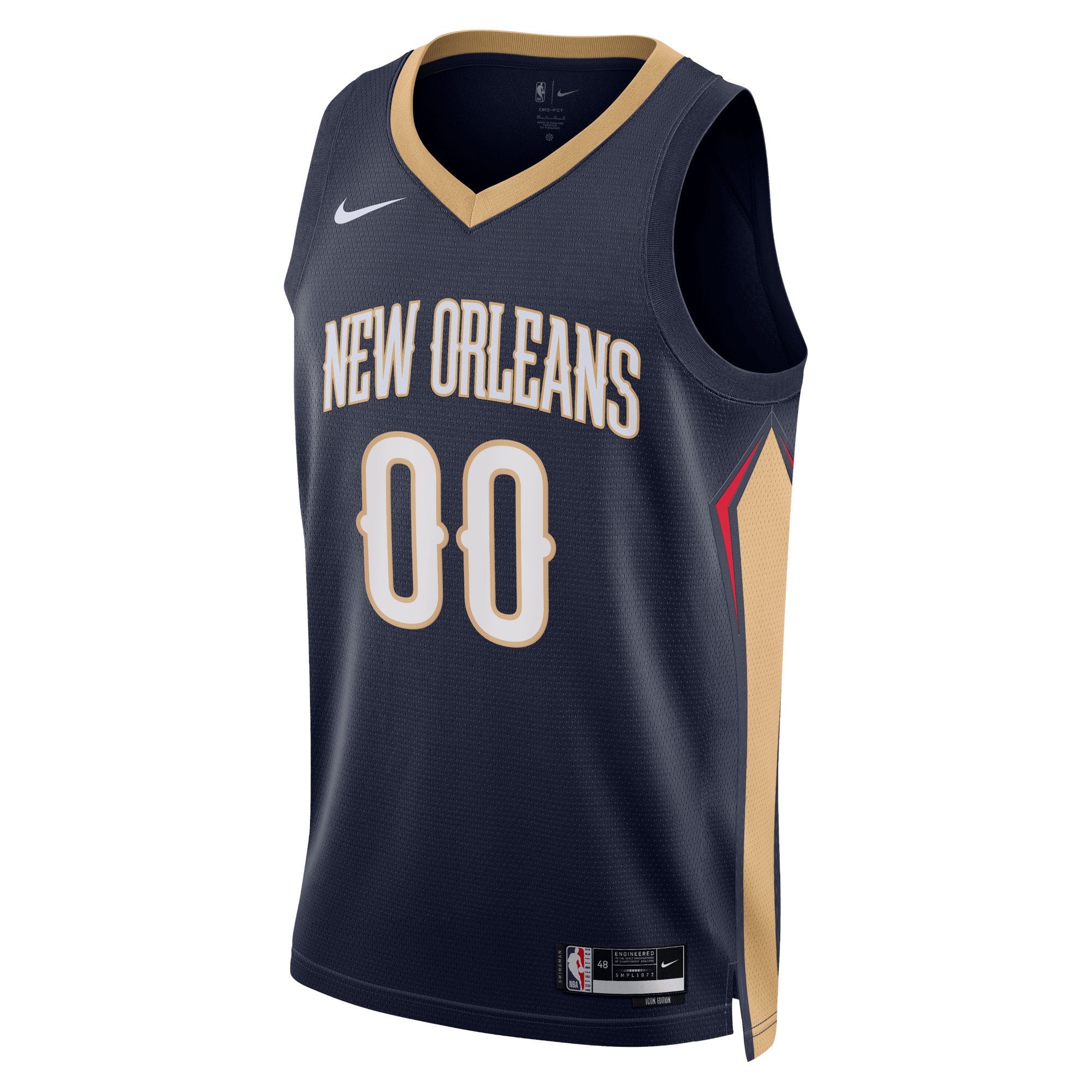 New Orleans Pelicans Unisex 2022/23 Swingman Custom Jersey Navy - Icon Edition - angle 4