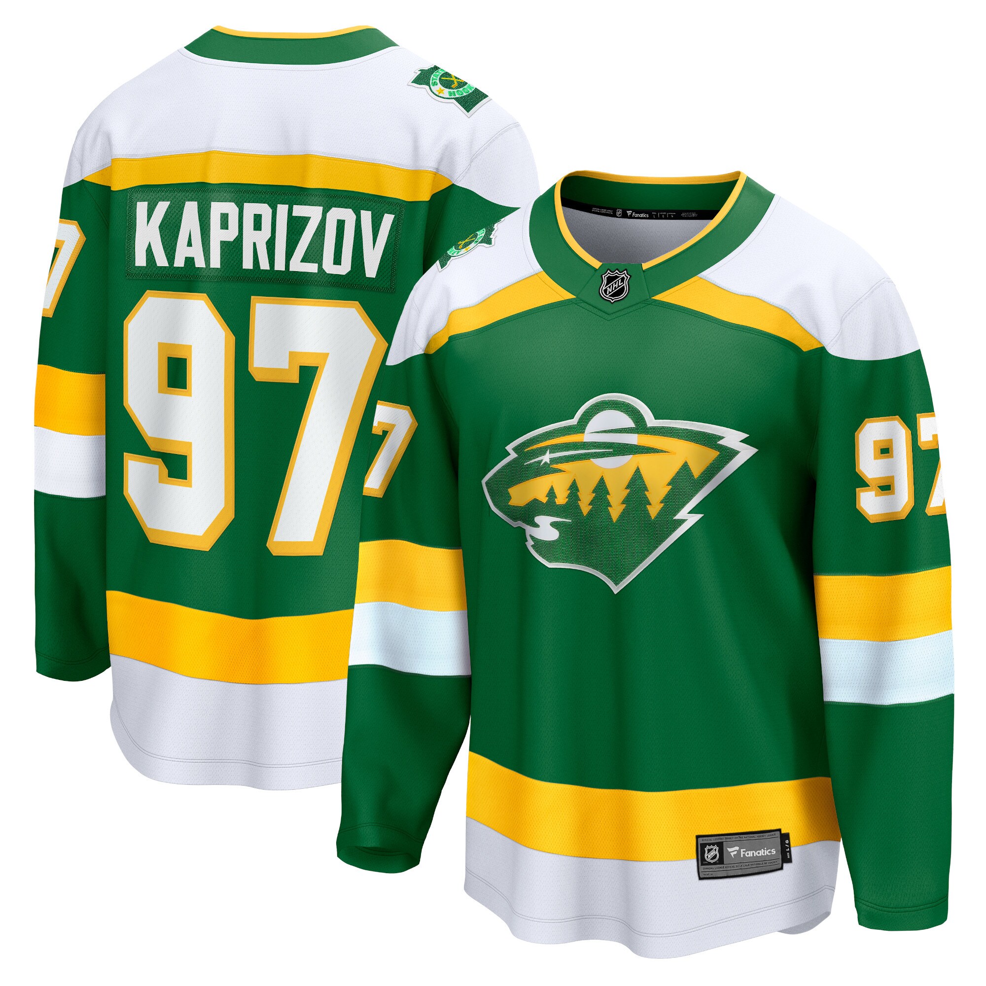 Kirill Kaprizov Minnesota Wild 2023/24 Alternate Breakaway Jersey - Green - angle 2