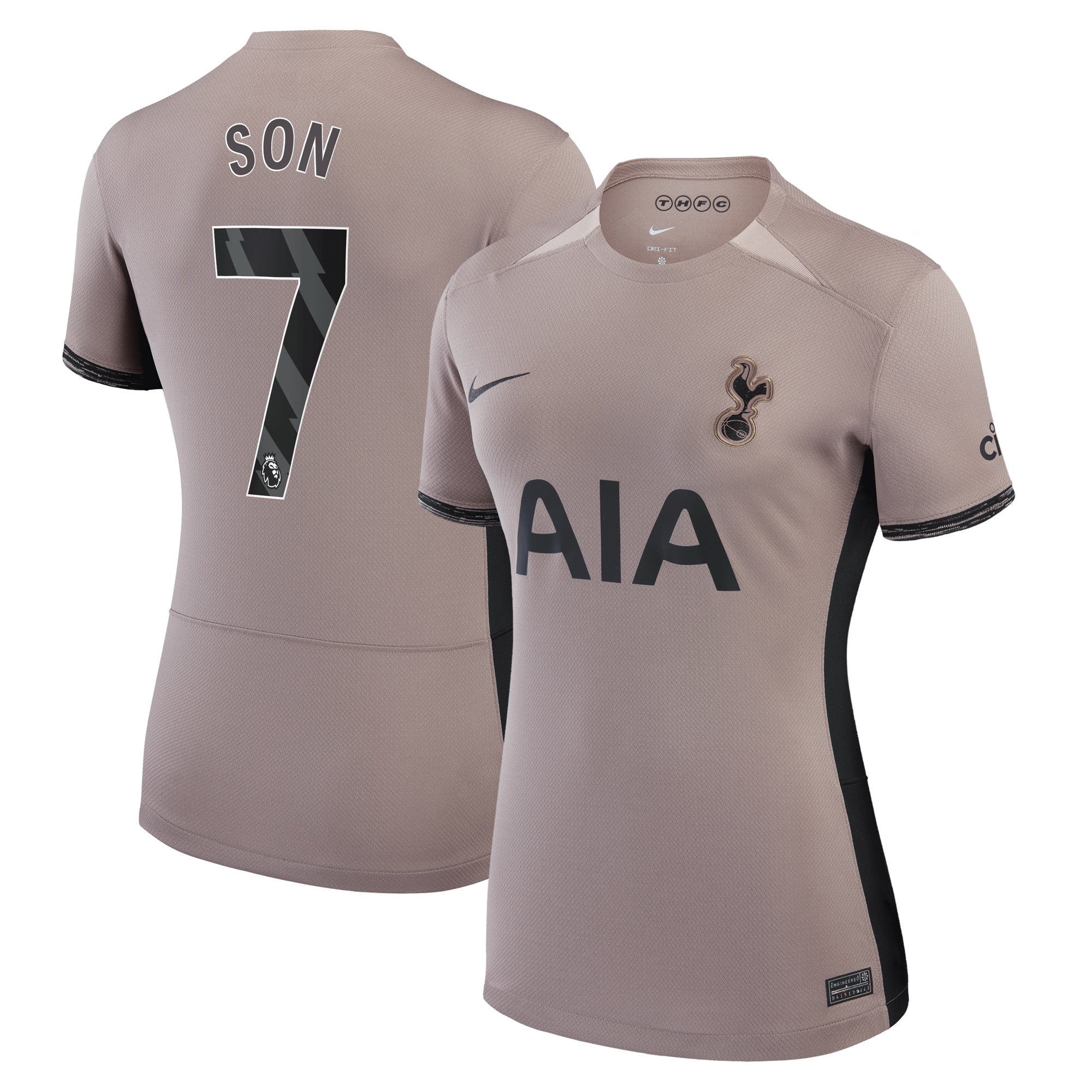 Youth Son Heung-Min Tottenham Hotspur Women's 2023/24 Third Stadium Replica Player Jersey - Tan | FanWearStyle