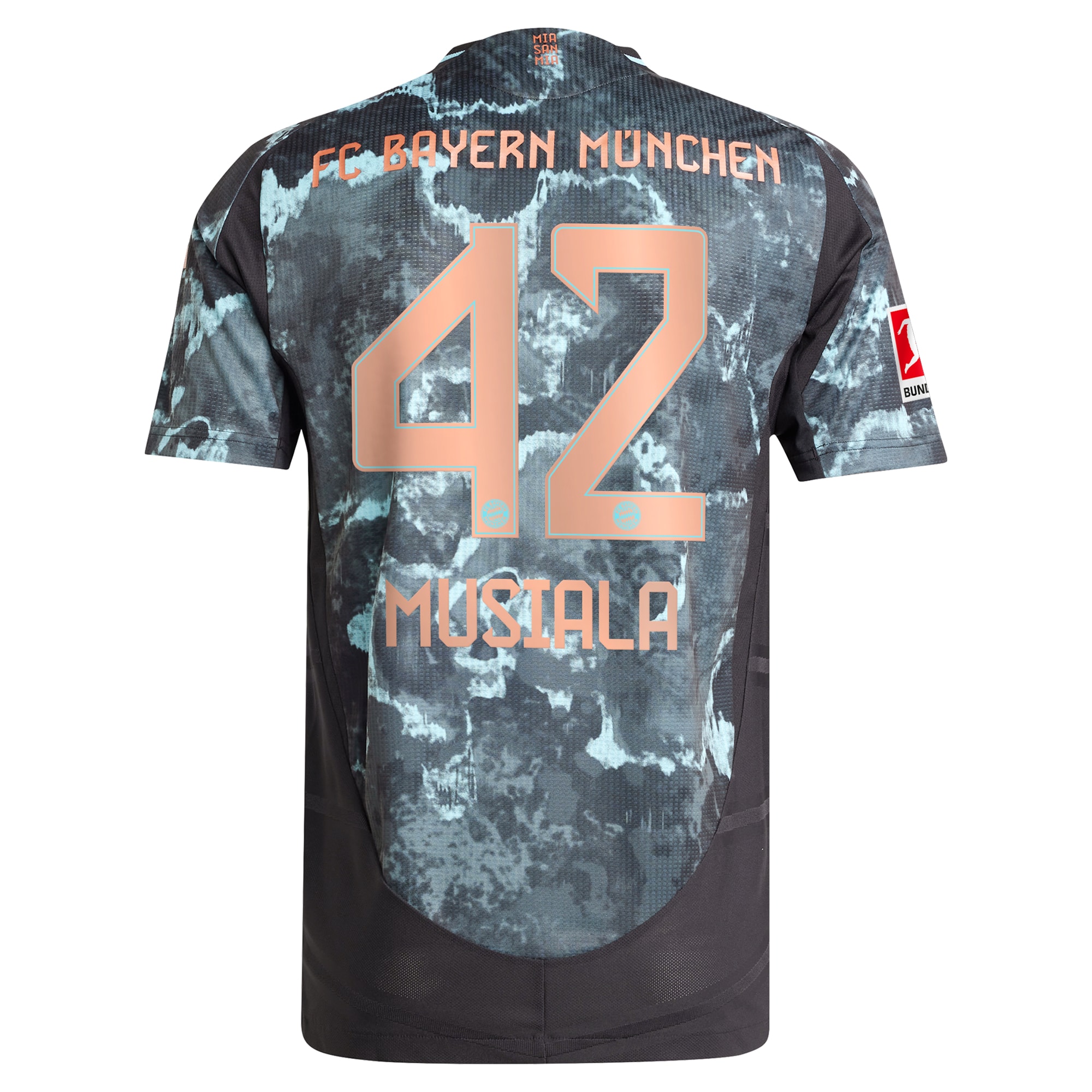 Jamal Musiala #42 Bayern Munich 2024/25 Away Player Jersey - Black - angle 5