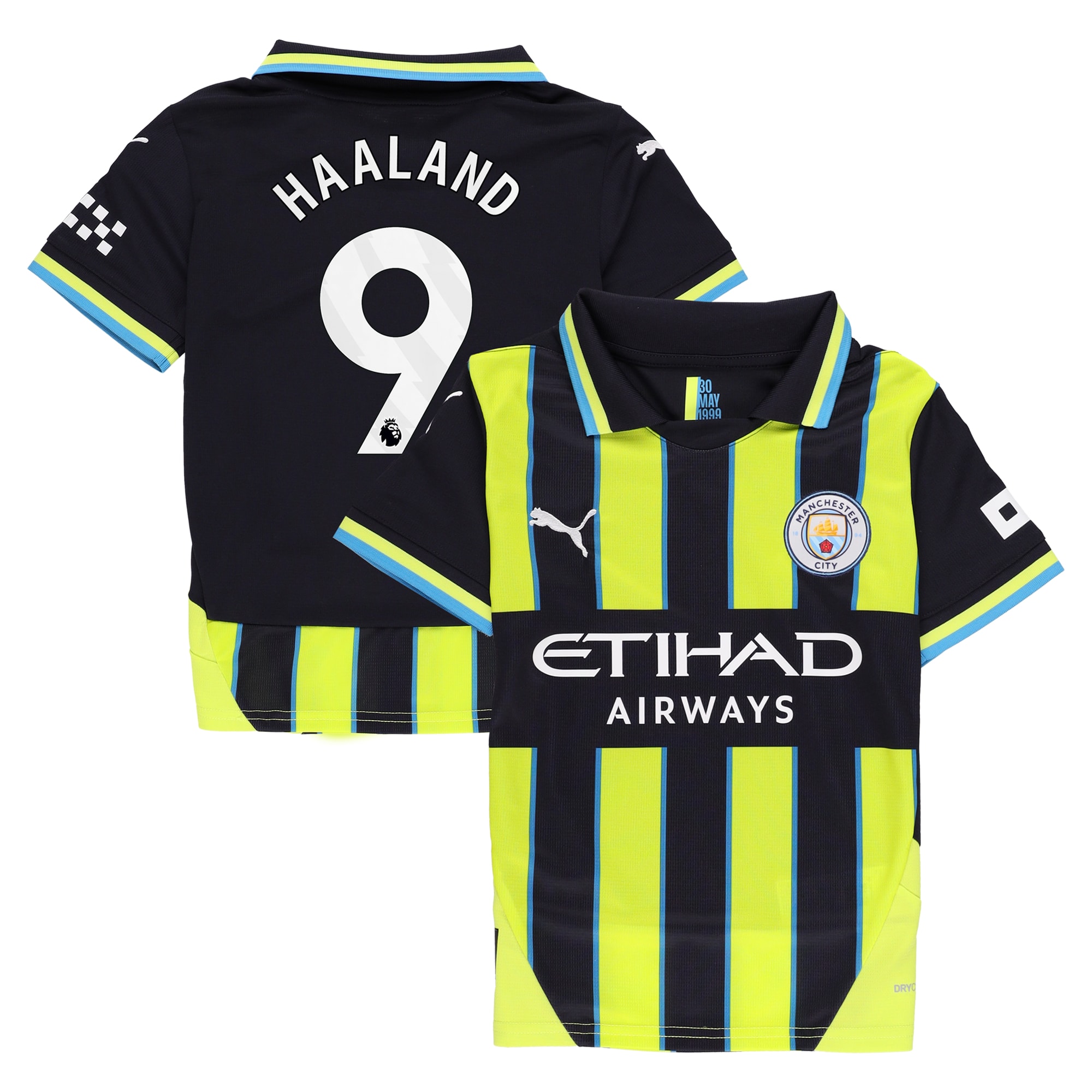 Women's Erling Haaland #9 Manchester City 2024/25 Away Replica Player Jersey - Navy | FanWearStyle