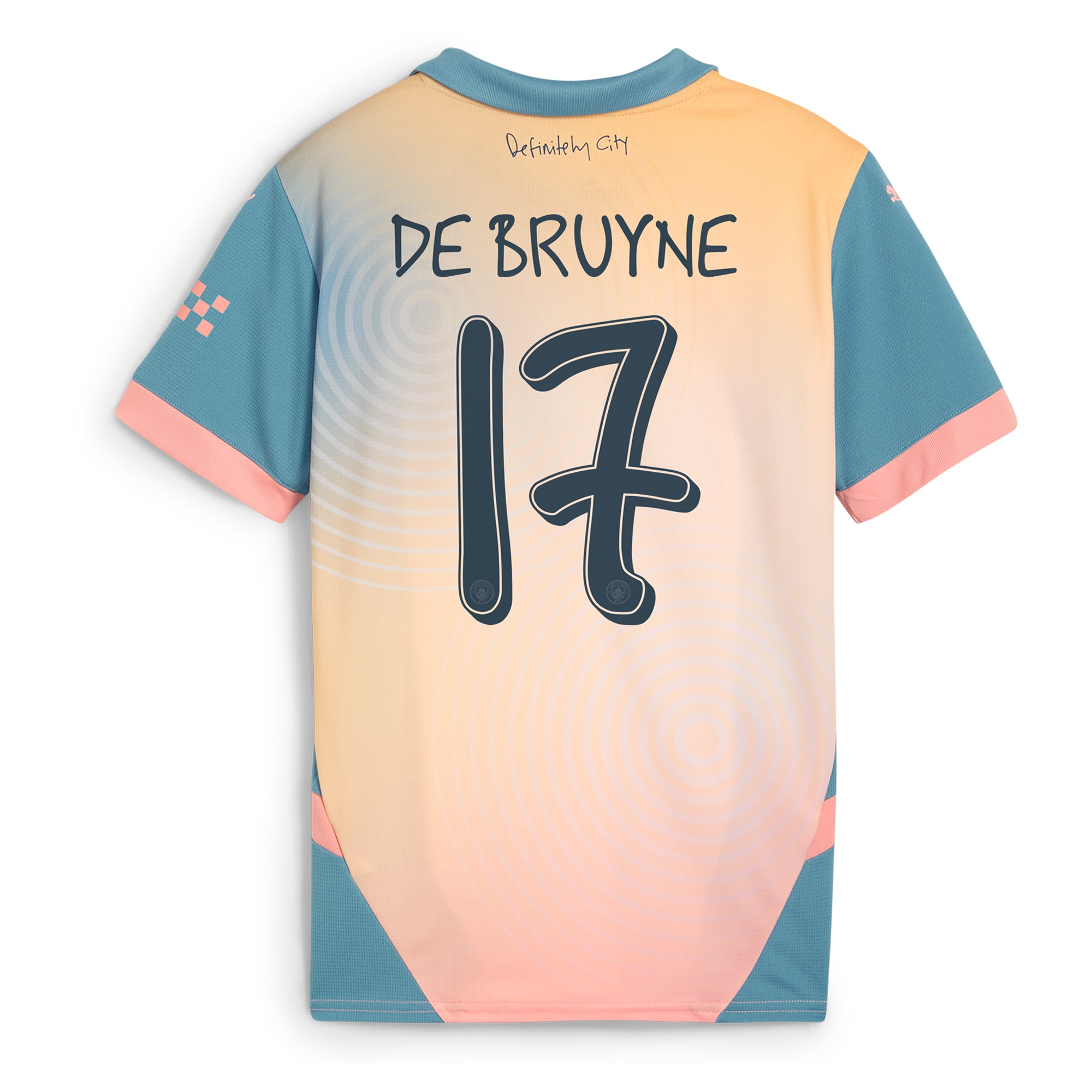 Kevin De Bruyne #17 Manchester City Youth 2024/25 Fourth Replica Player Jersey - Blue - angle 5