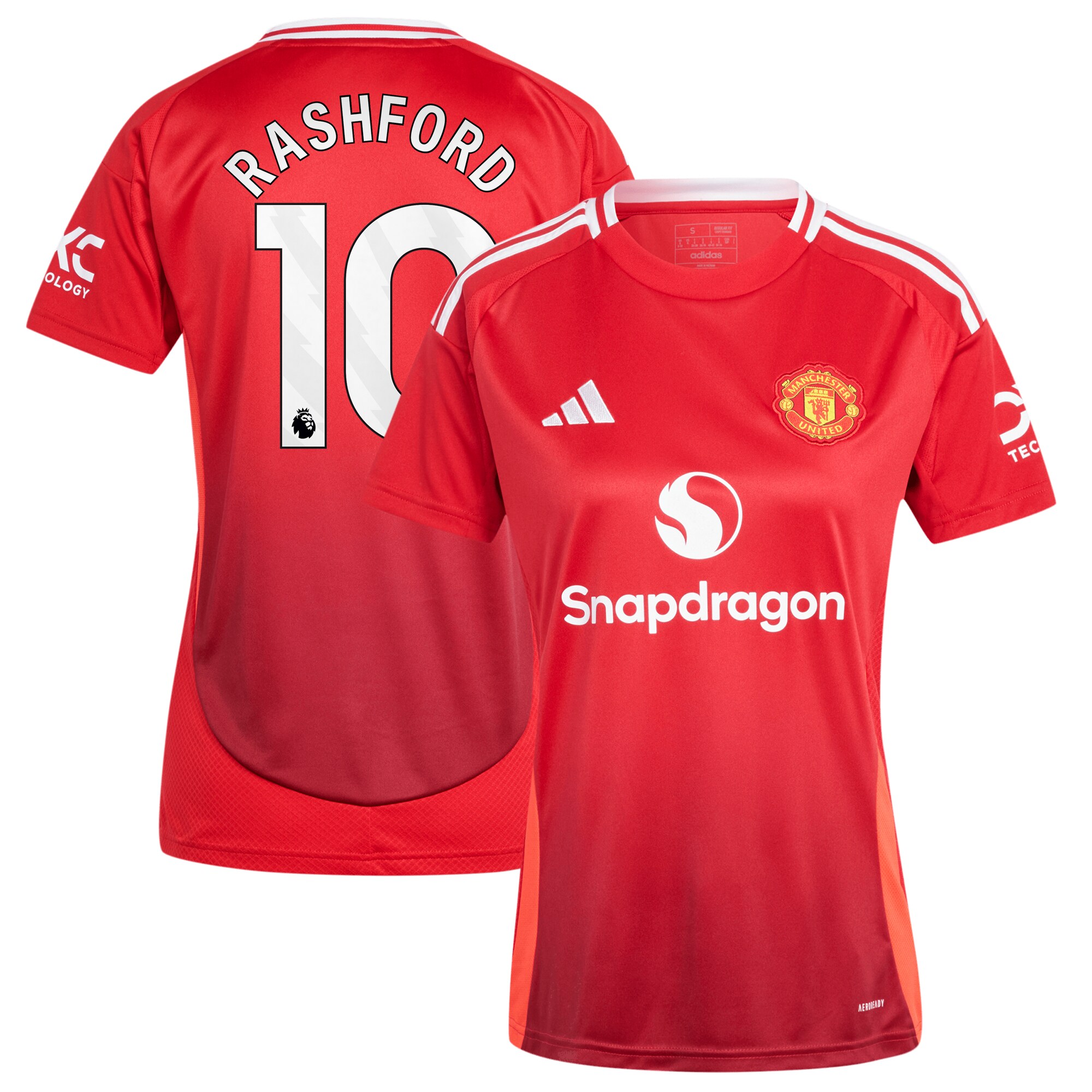 Marcus Rashford Manchester United Women's 2024/25 Home Replica Player Jersey - Red - angle 3