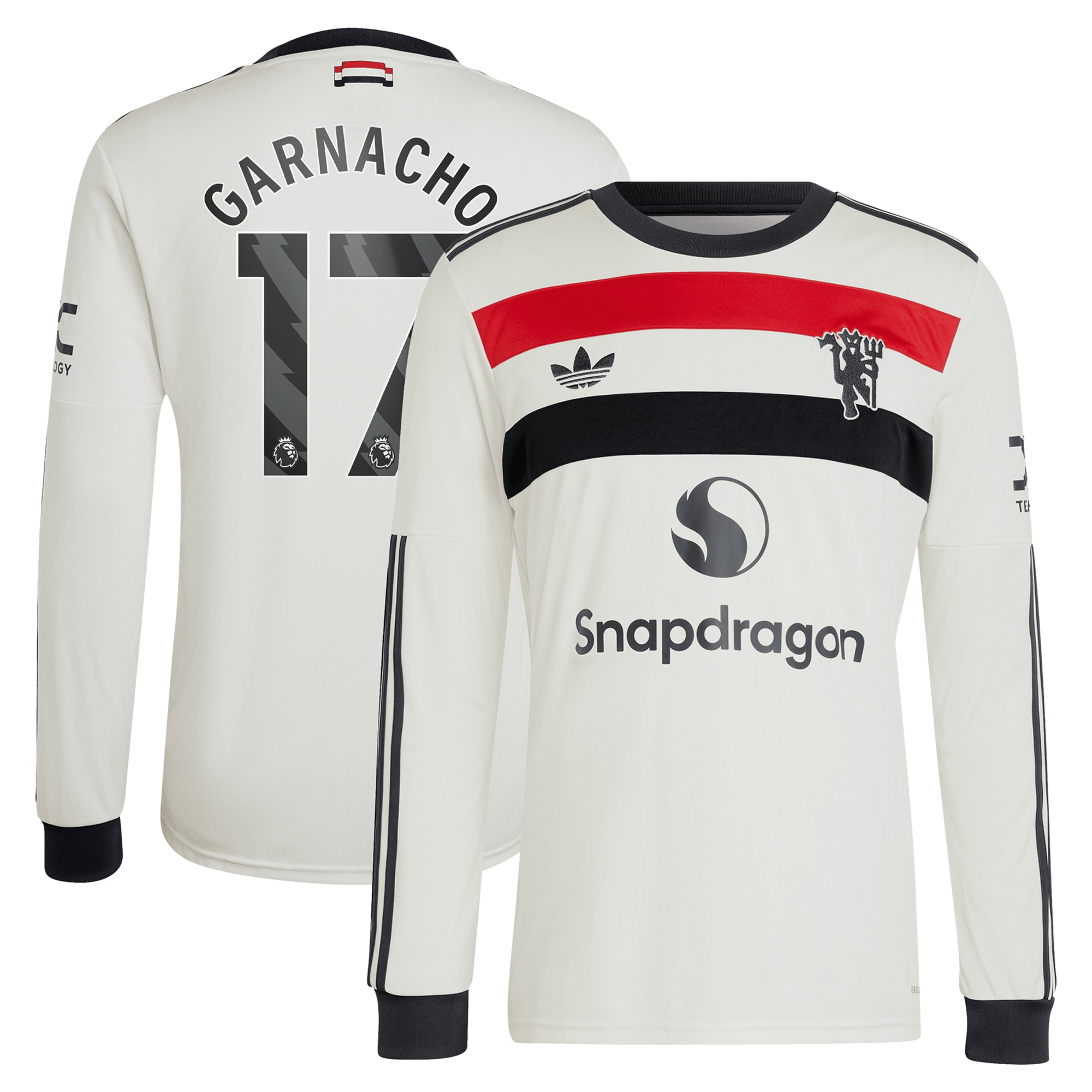 Youth Alejandro Garnacho Manchester United Originals 2024/25 Third Replica Long Sleeve Jersey - Cream | FanWearStyle