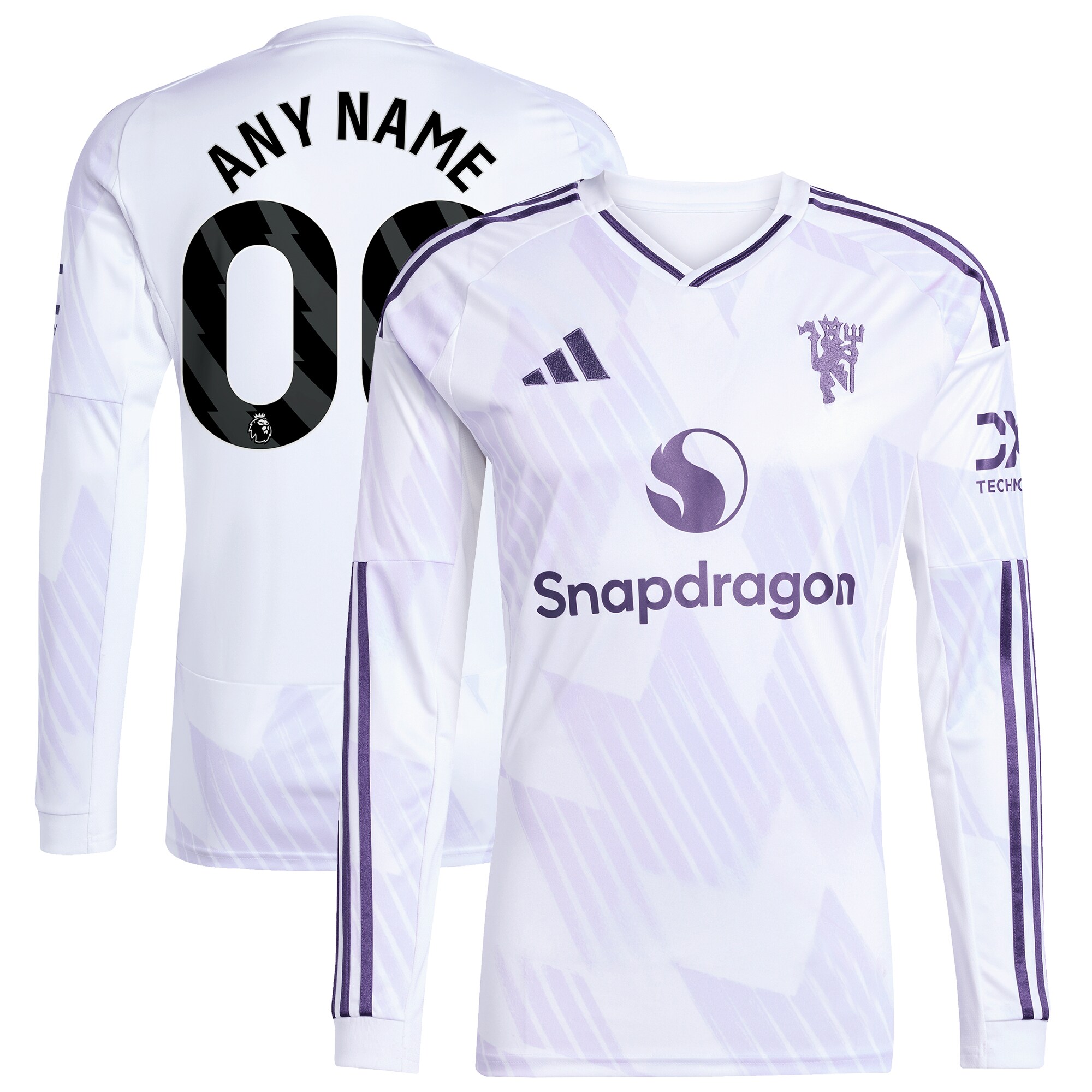 Manchester United 2025/26 Away Replica Long Sleeve Custom Jersey - White - angle 2
