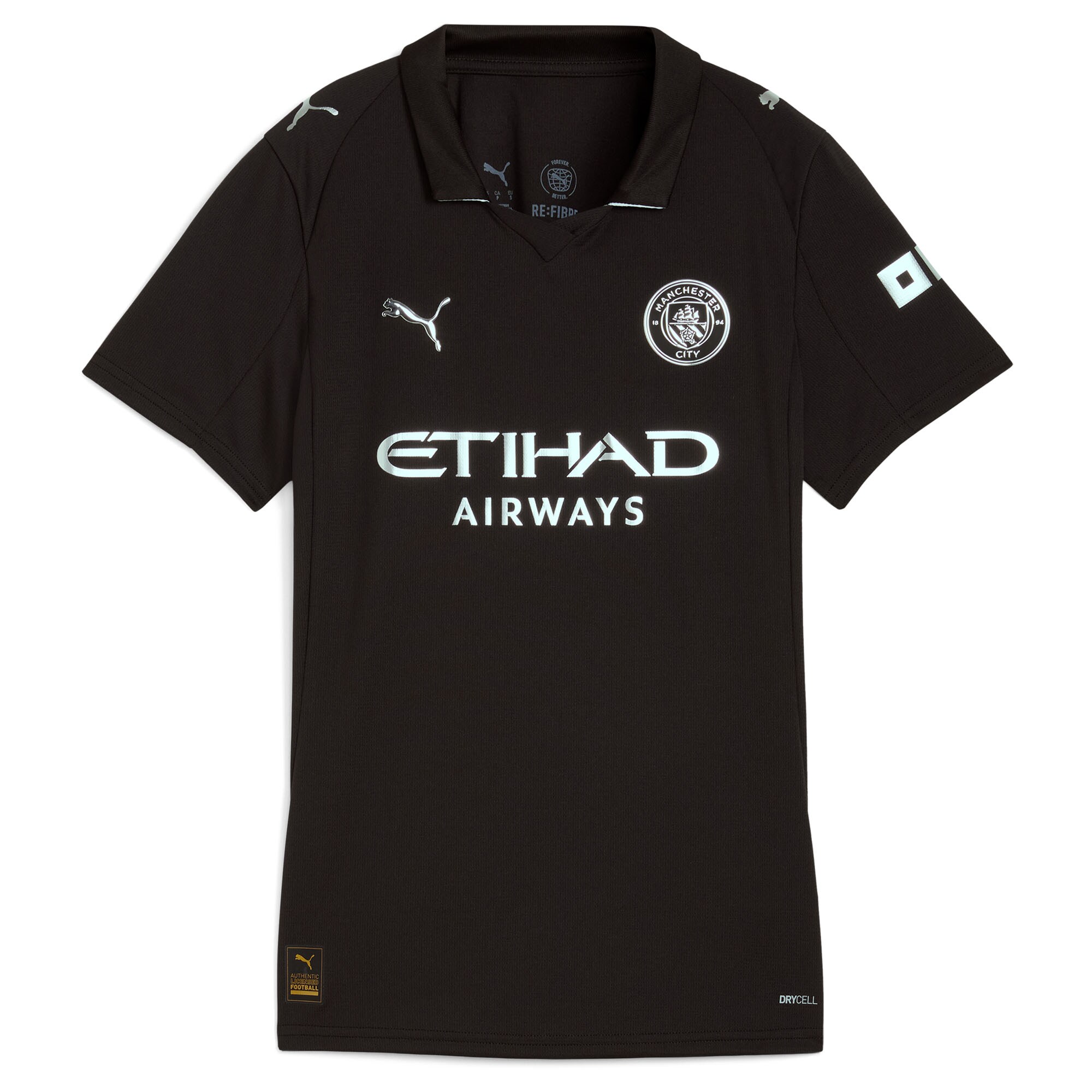 Erling Haaland #9 Manchester City Women's 2025/26 Away Replica Player Jersey - Black - angle 4