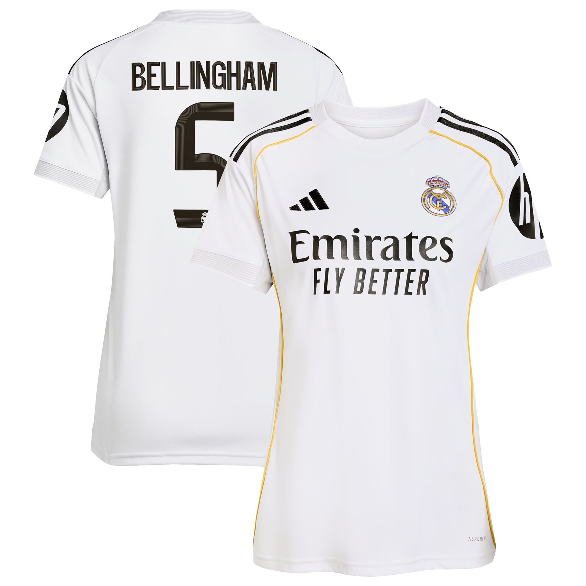 Jude Bellingham #5 Real Madrid Women's 2025/26 Home Replica Jersey - White - angle 2