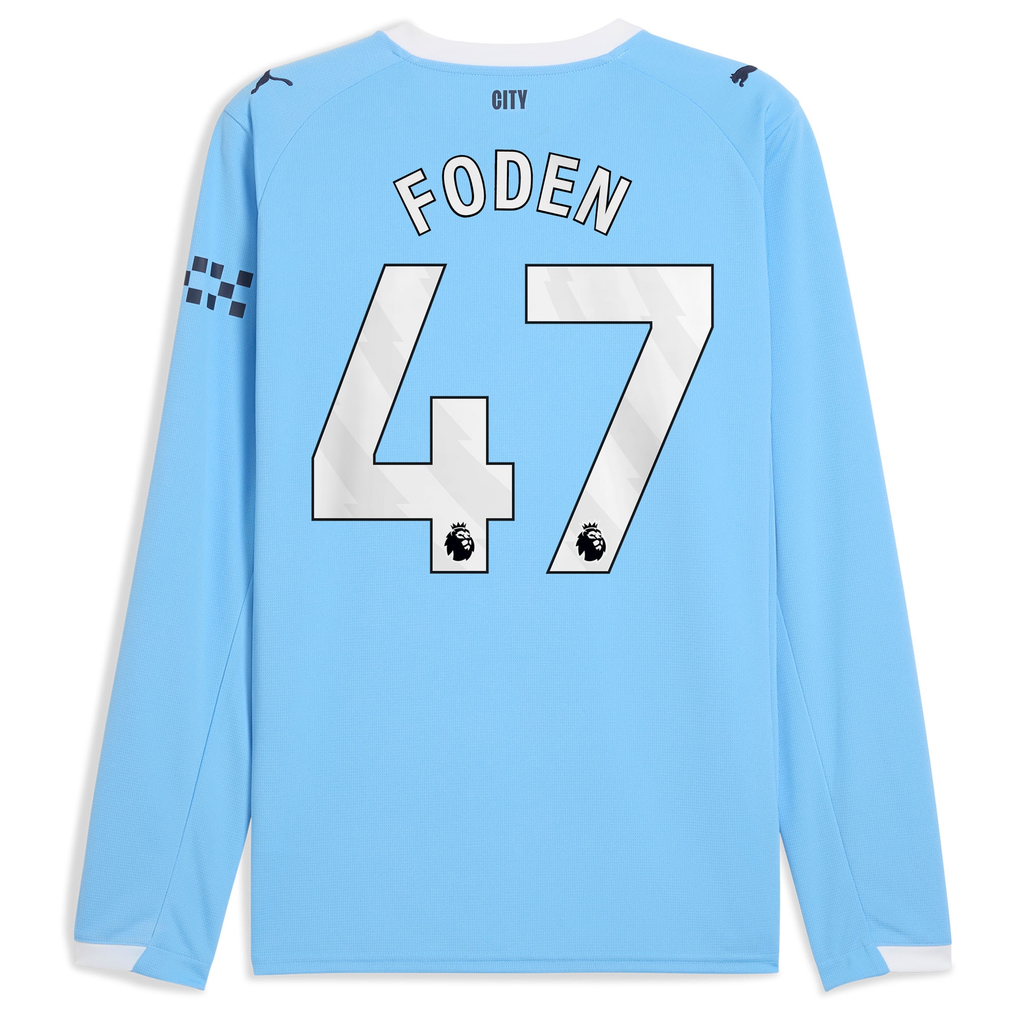 Phil Foden #47 Manchester City 2025/26 Home Replica Long Sleeve Player Jersey - Sky Blue - angle 5