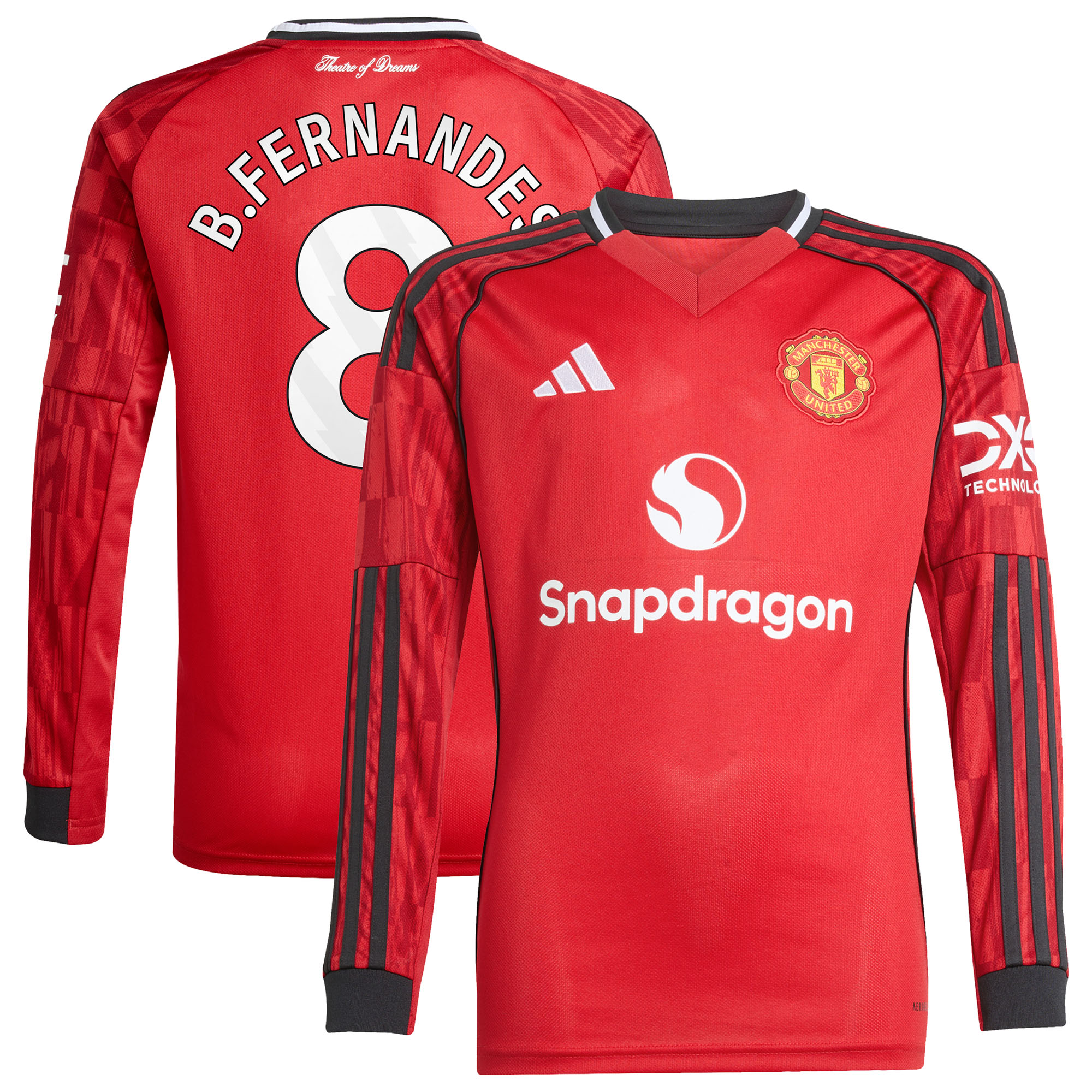 Bruno Fernandes Manchester United Youth Home 2025/26 Replica Player Long Sleeve Jersey - Red - angle 6
