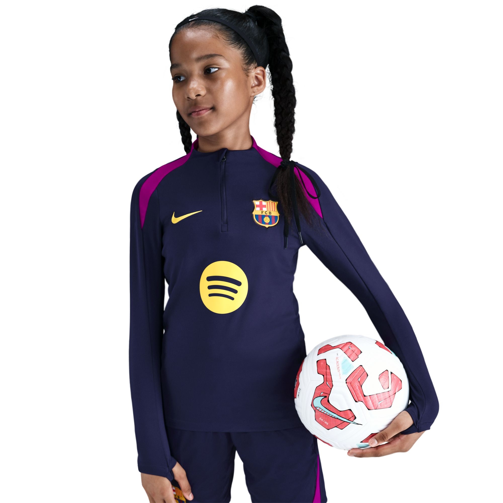 Barcelona Youth 2025/26 Strike Drill Quarter-Zip Dri-FIT Long Sleeve Jersey Top - Navy - angle 6