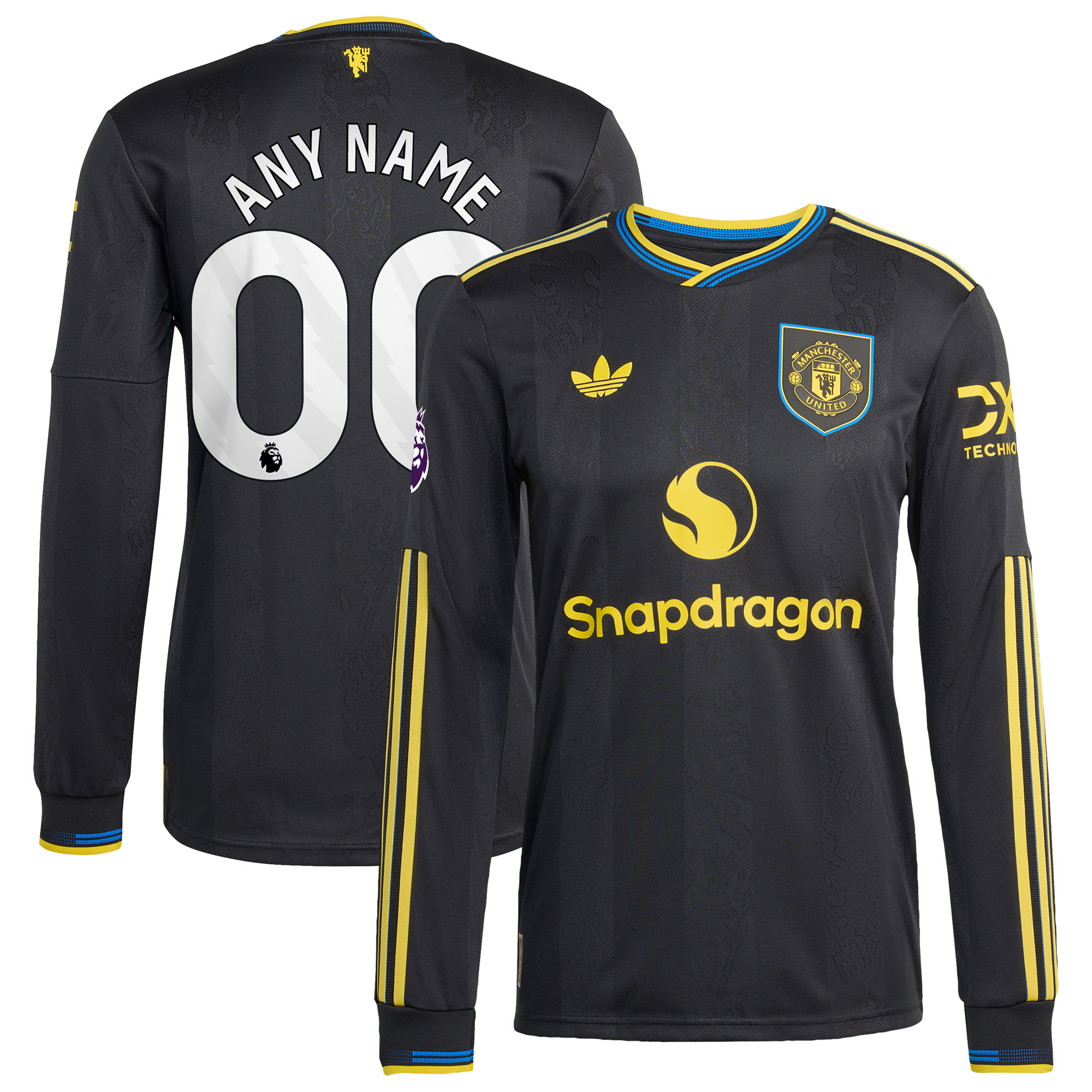Women's Manchester United 2025/26 Third Authentic Long Sleeve Custom Jersey - Black | FanWearStyle