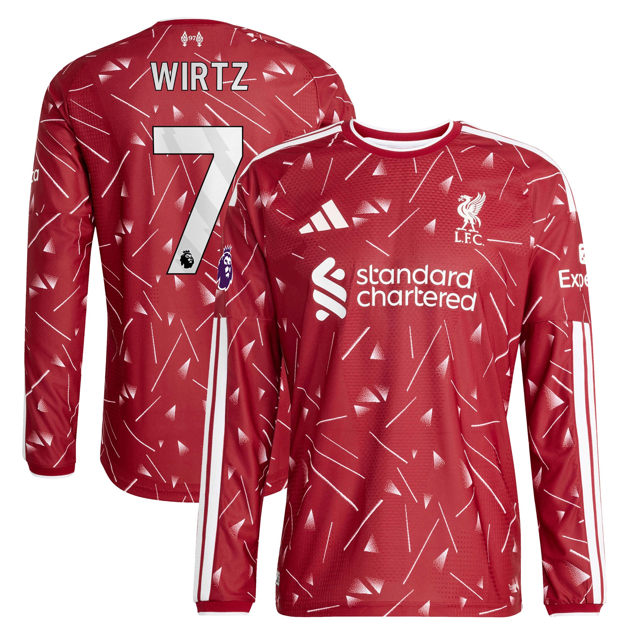 Florian Wirtz Liverpool 2026/27 Home On-Field Long Sleeve Jersey - Red - angle 3