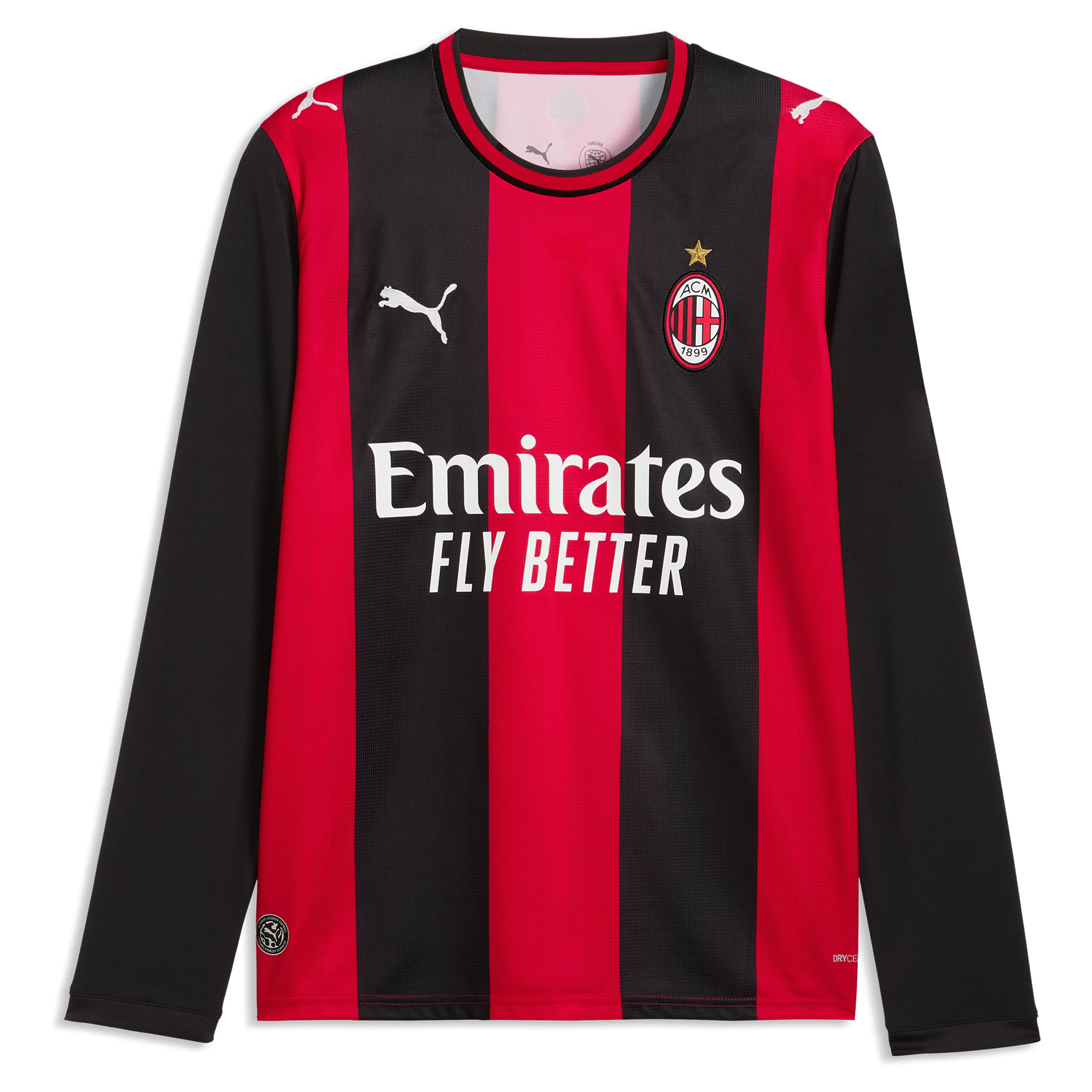 Christian Pulisic AC Milan 2026/27 Home Replica Long Sleeve Jersey - Black/Red - angle 3